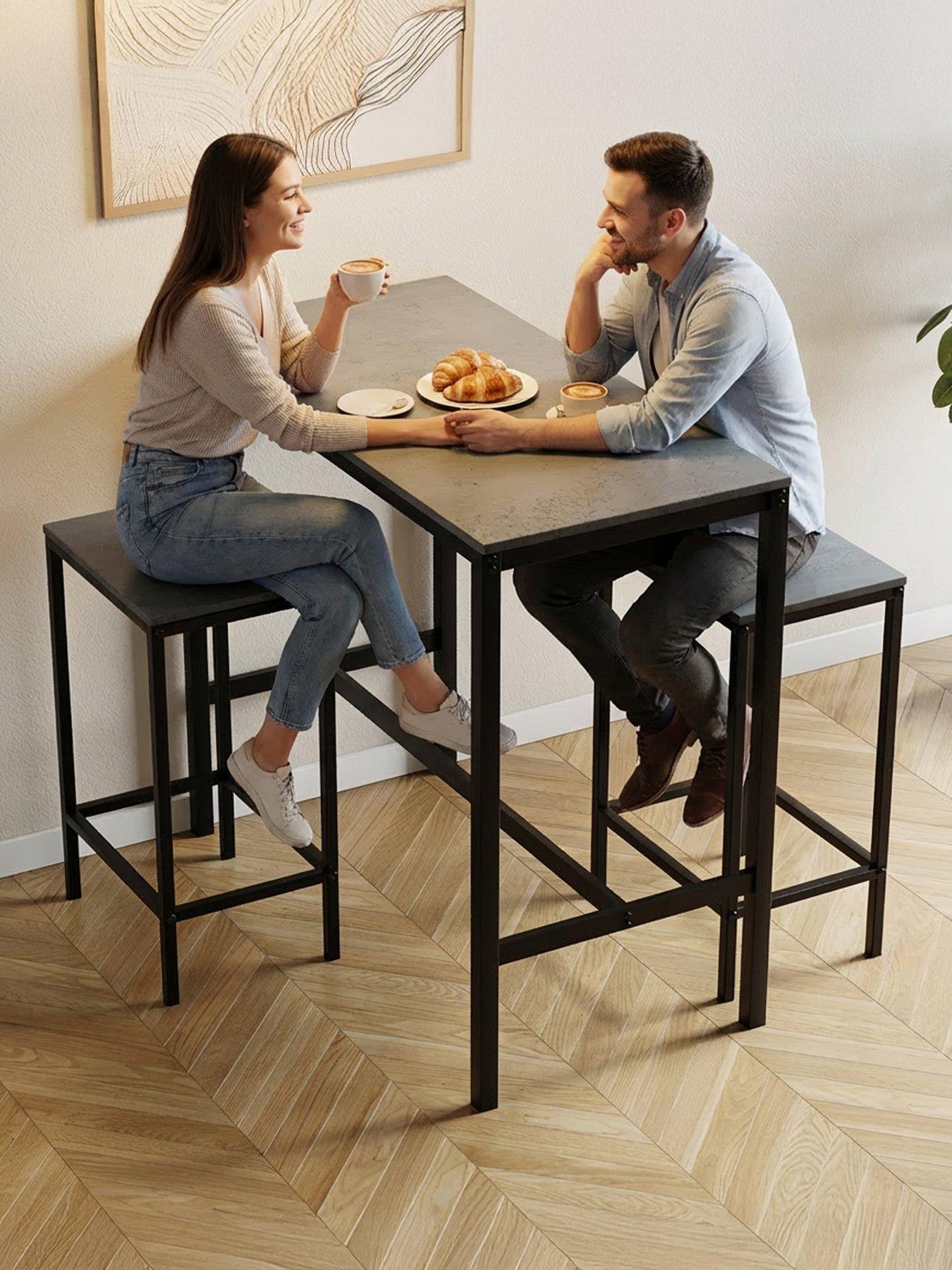 Image 4 of 7 of Vida Designs Roslyn 2 Seater Bar Table Set In Concrete Grey