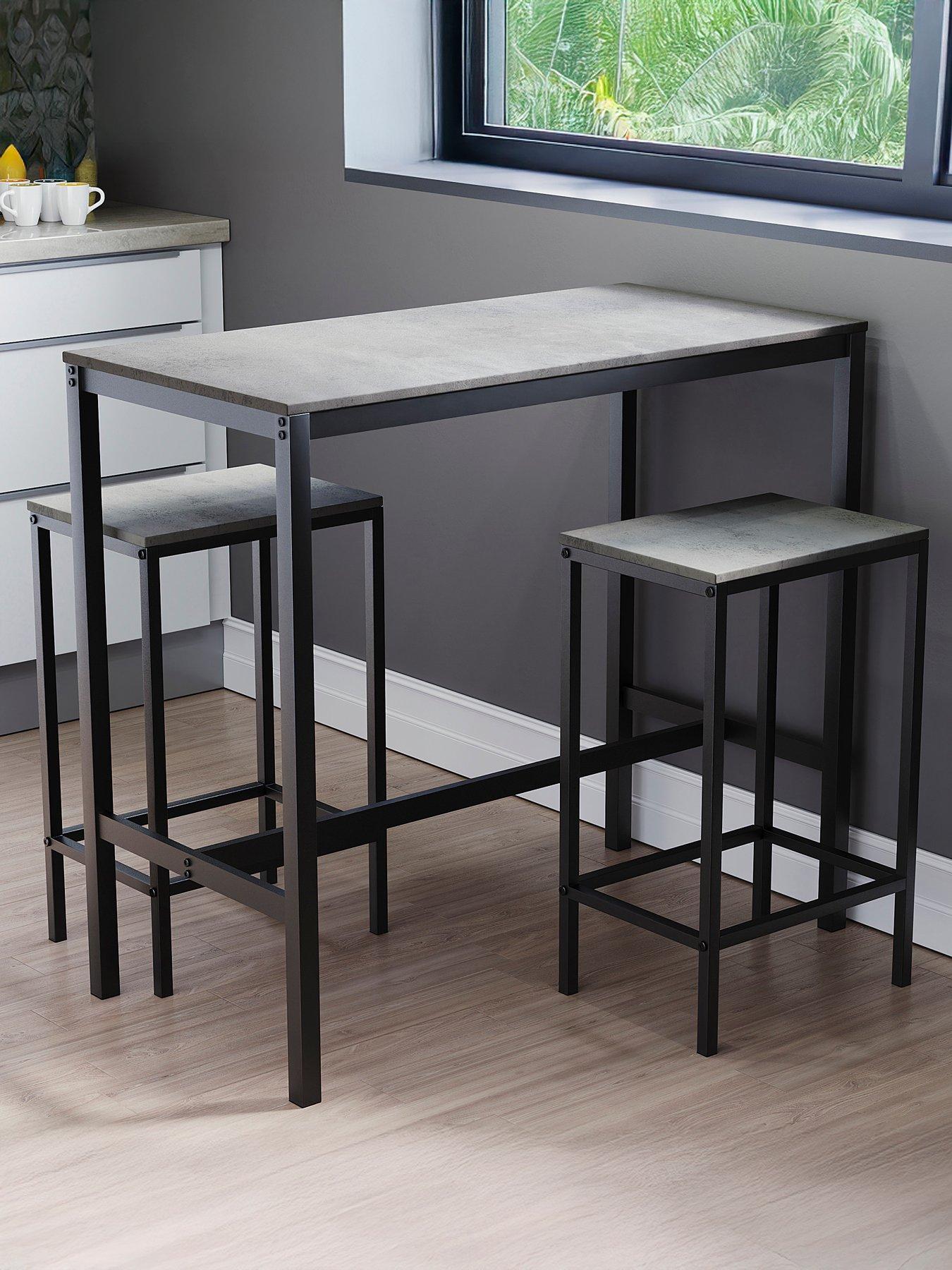 Image 5 of 7 of Vida Designs Roslyn 2 Seater Bar Table Set In Concrete Grey