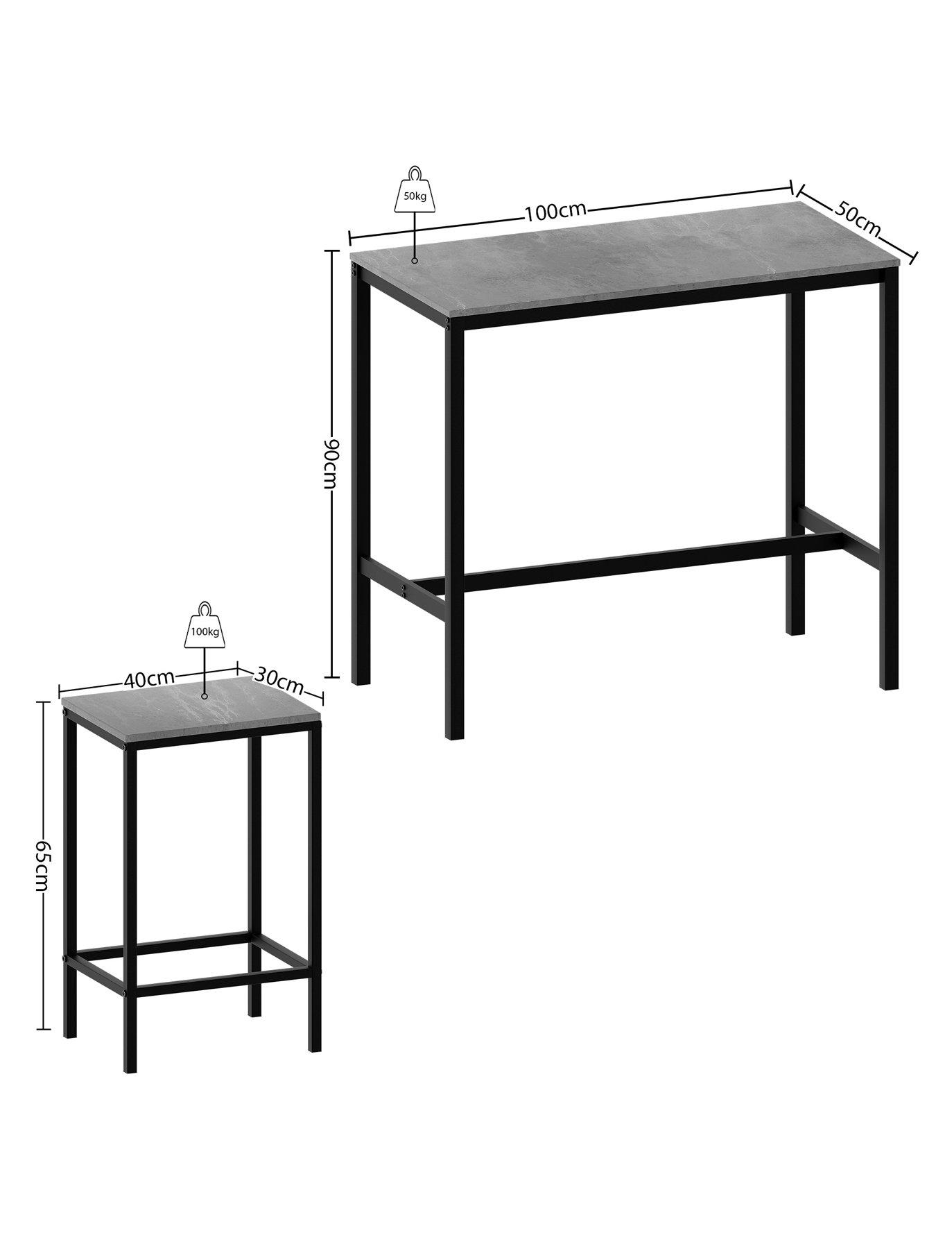 Image 6 of 7 of Vida Designs Roslyn 2 Seater Bar Table Set In Concrete Grey