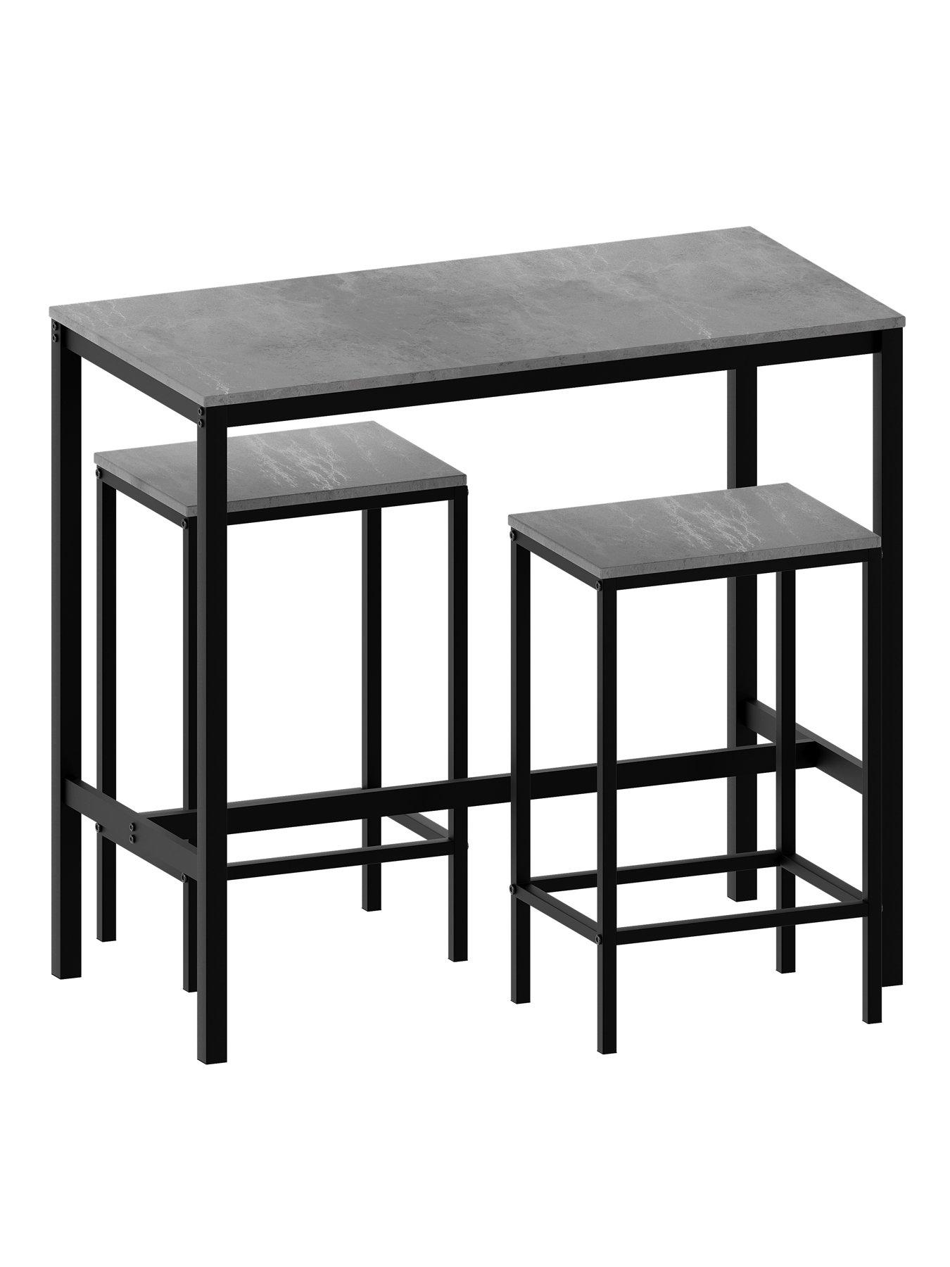 Image 7 of 7 of Vida Designs Roslyn 2 Seater Bar Table Set In Concrete Grey