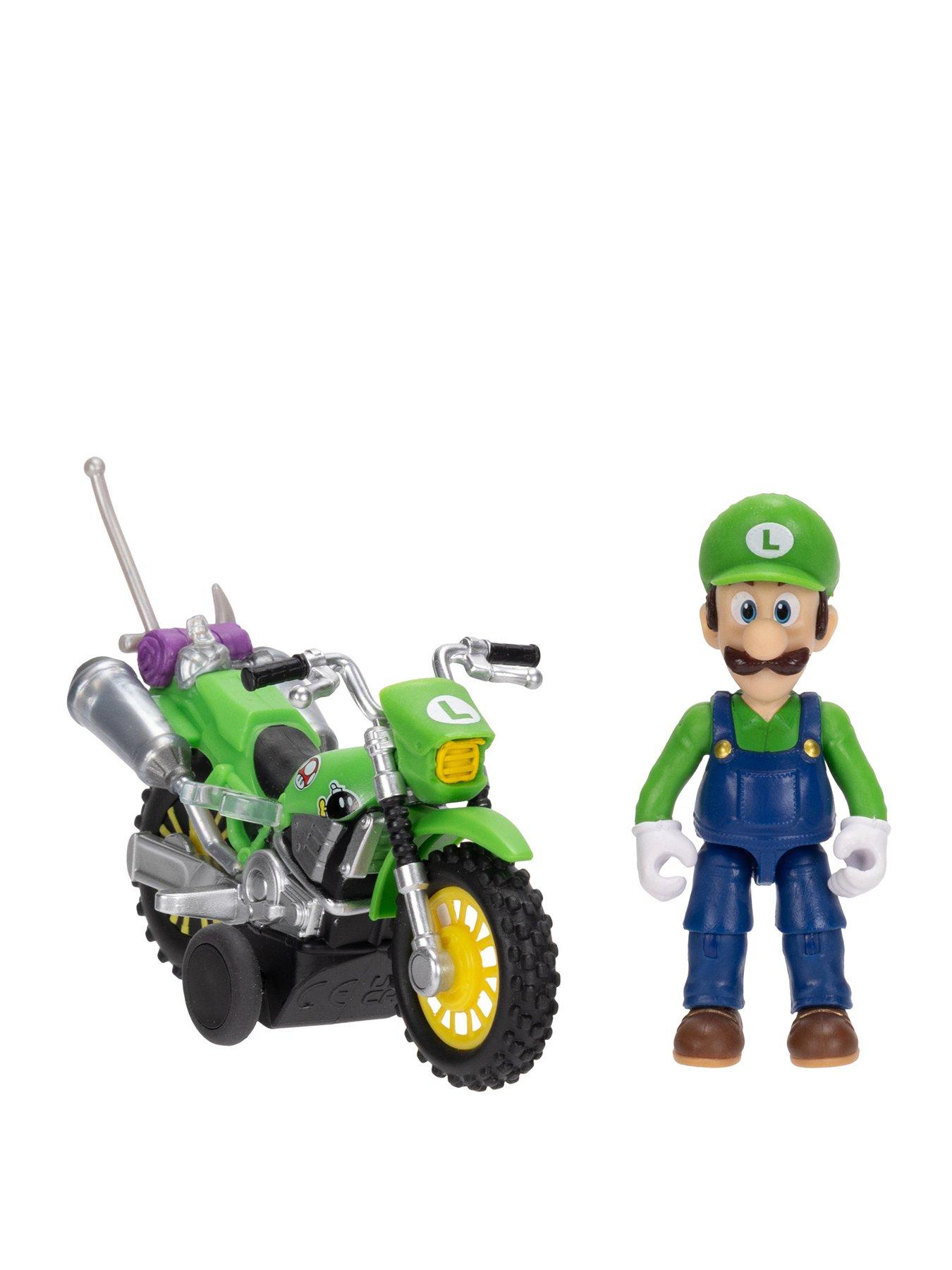 Image 1 of 6 of Super Mario The Super Mario Galaxy Movie Luigi with Motorcycle 2.5" Action Figure