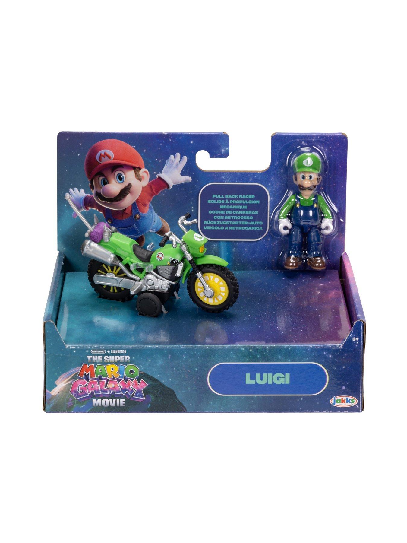 Image 2 of 6 of Super Mario The Super Mario Galaxy Movie Luigi with Motorcycle 2.5" Action Figure