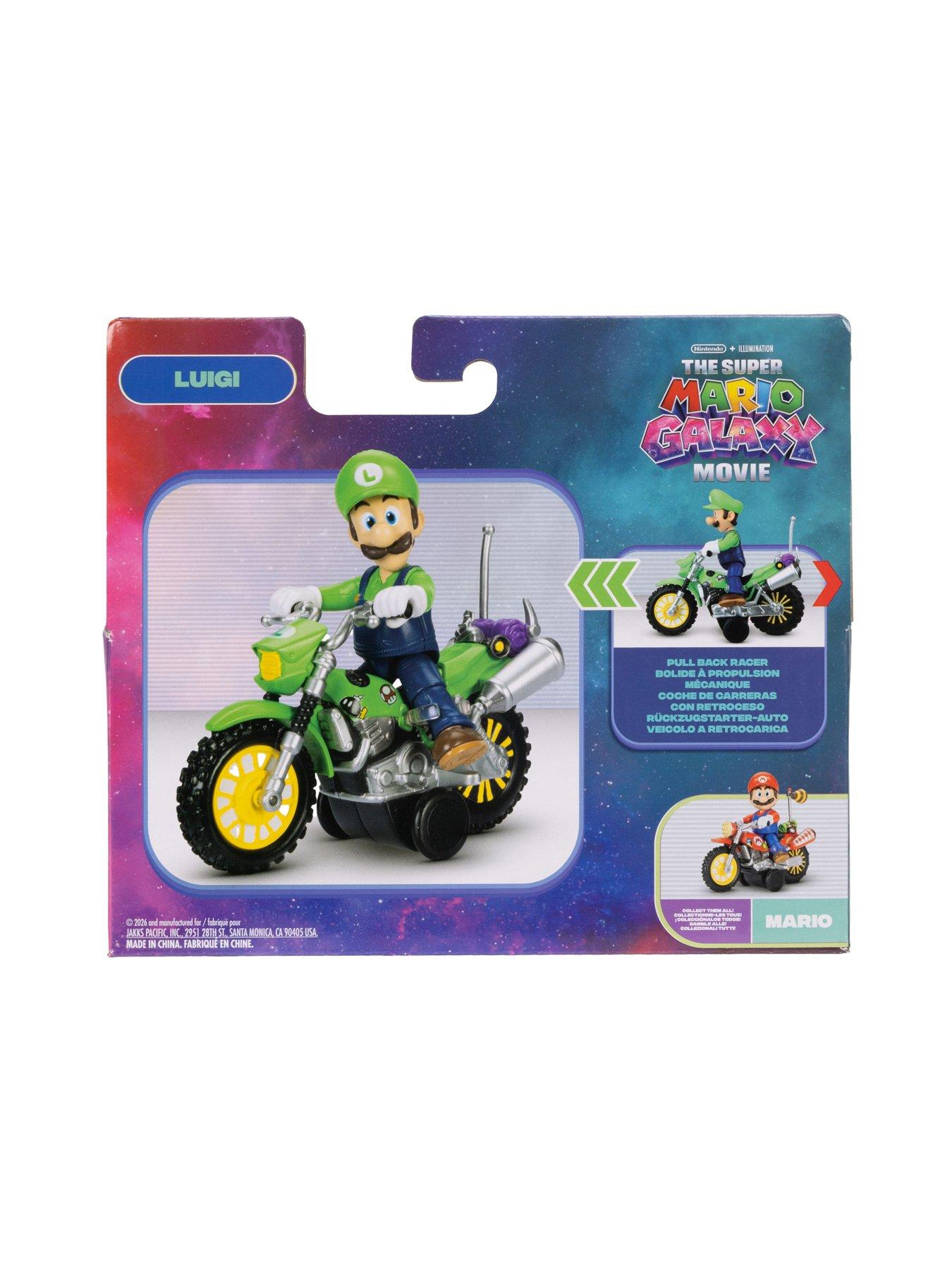 Image 4 of 6 of Super Mario The Super Mario Galaxy Movie Luigi with Motorcycle 2.5" Action Figure