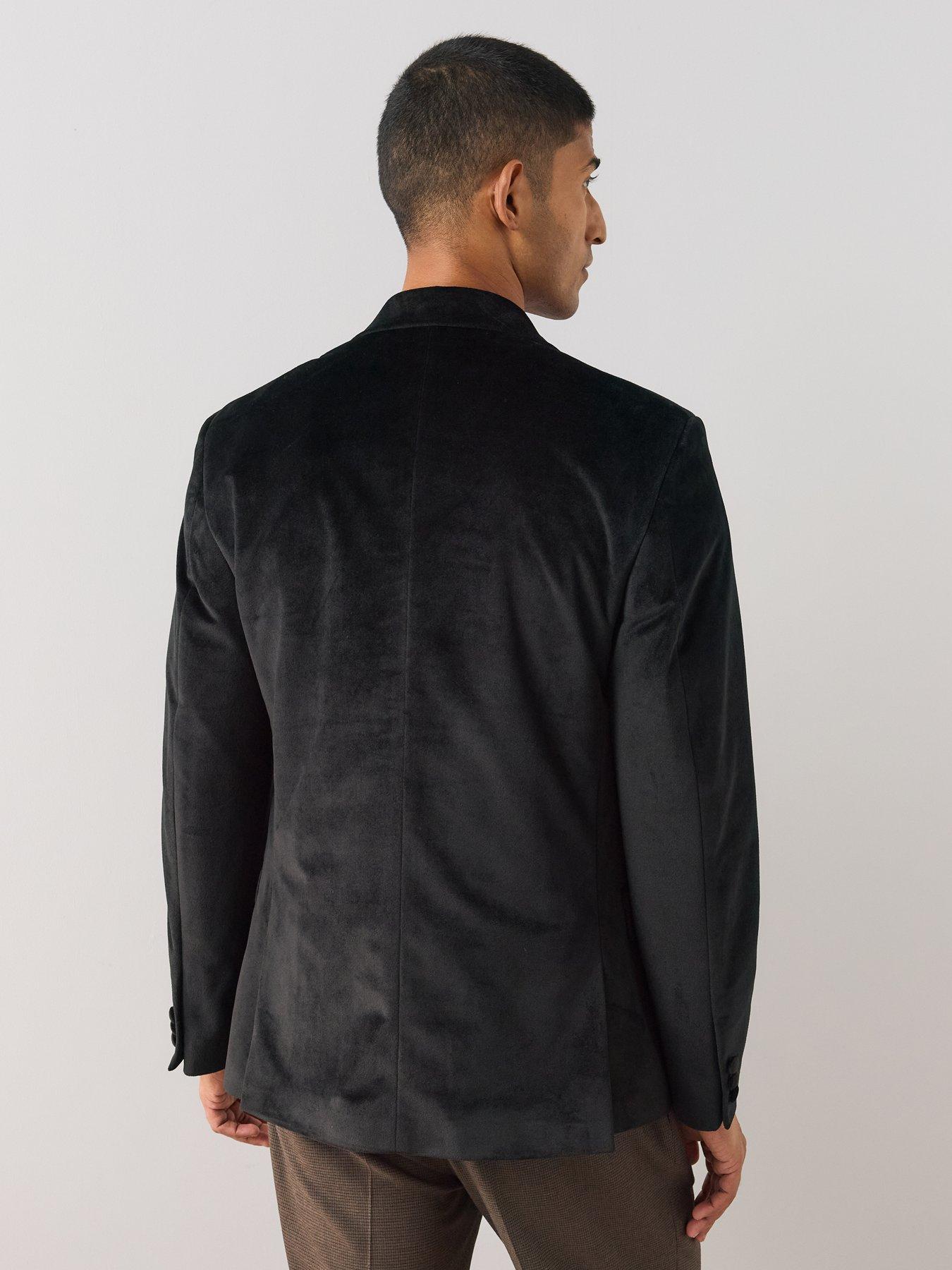 Image 2 of 6 of The Very Collection Mens Slim Fit Velvet-Feel Machine Washable Blazer - Black