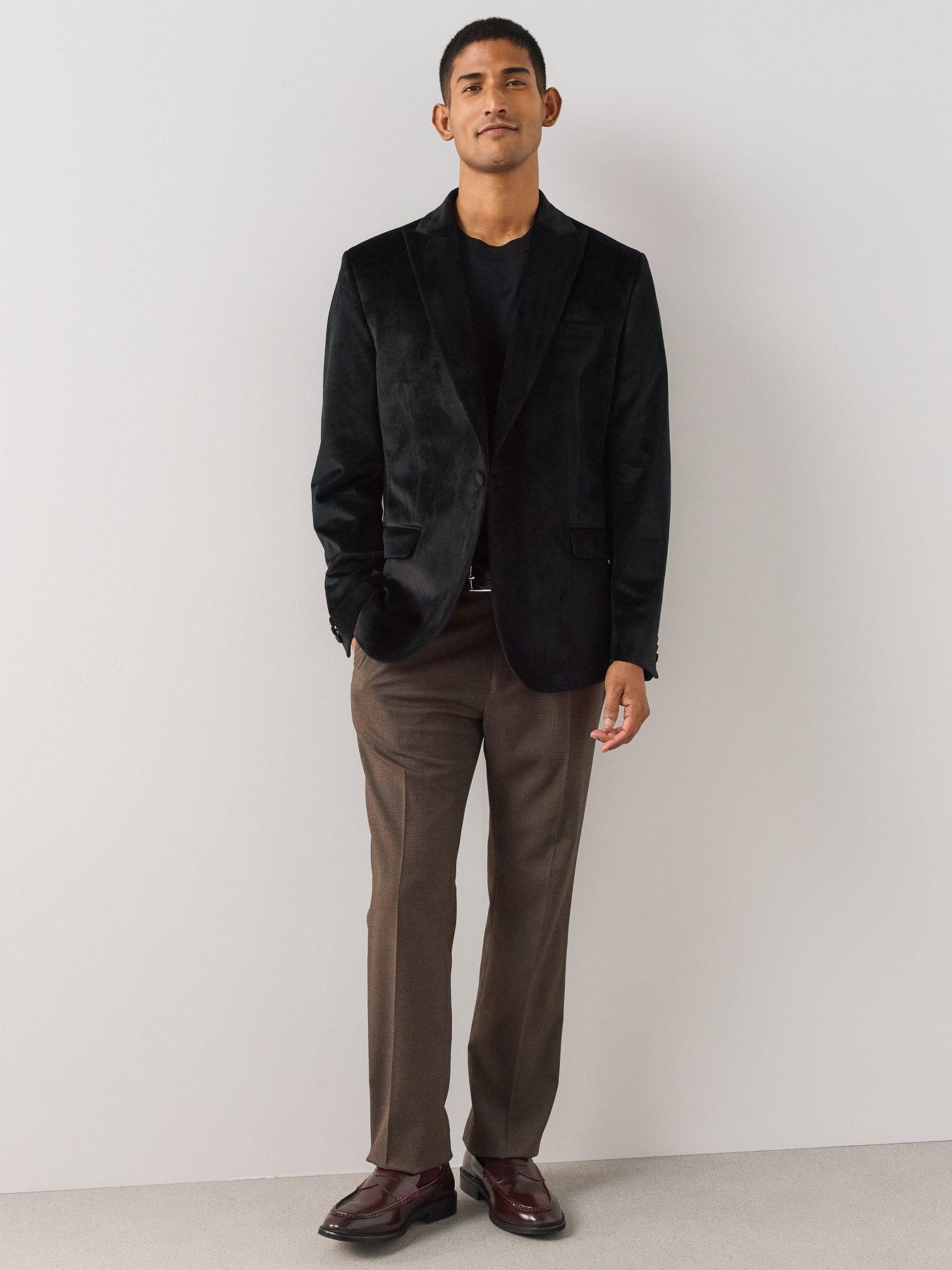 Image 3 of 6 of The Very Collection Mens Slim Fit Velvet-Feel Machine Washable Blazer - Black