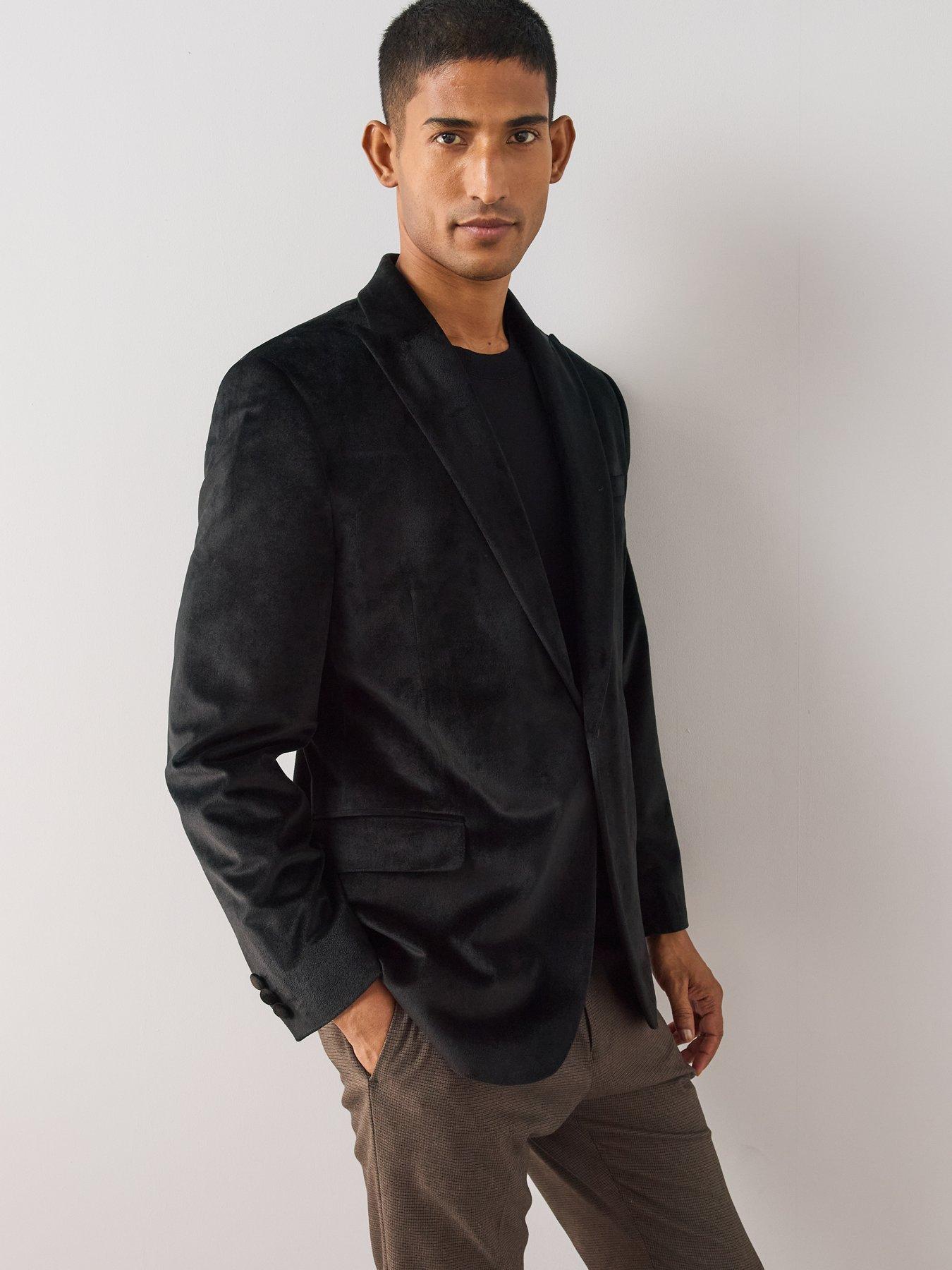 Image 4 of 6 of The Very Collection Mens Slim Fit Velvet-Feel Machine Washable Blazer - Black