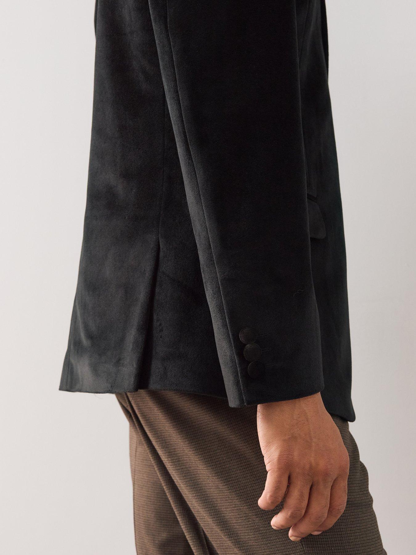 Image 5 of 6 of The Very Collection Mens Slim Fit Velvet-Feel Machine Washable Blazer - Black
