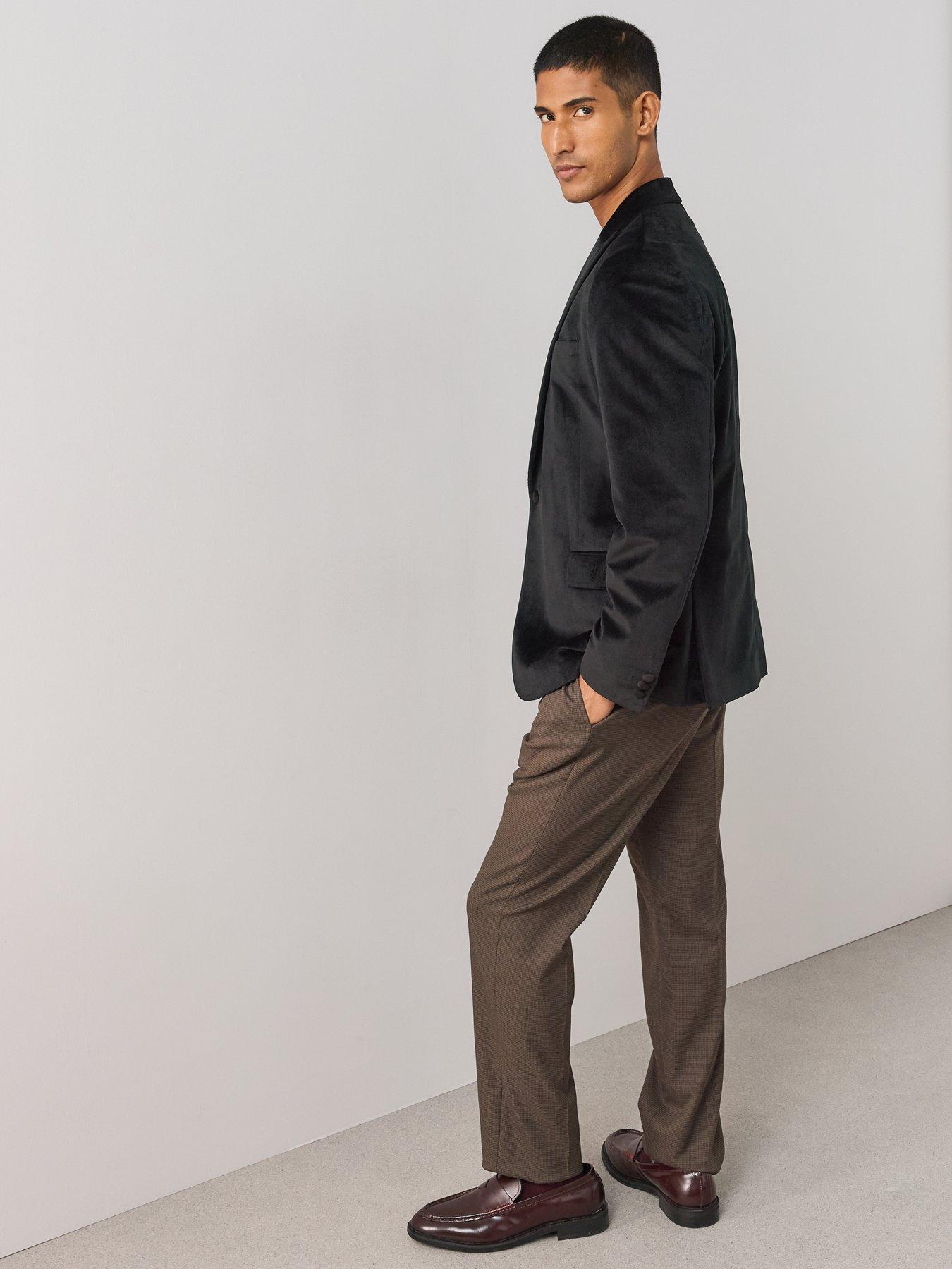 Image 6 of 6 of The Very Collection Mens Slim Fit Velvet-Feel Machine Washable Blazer - Black
