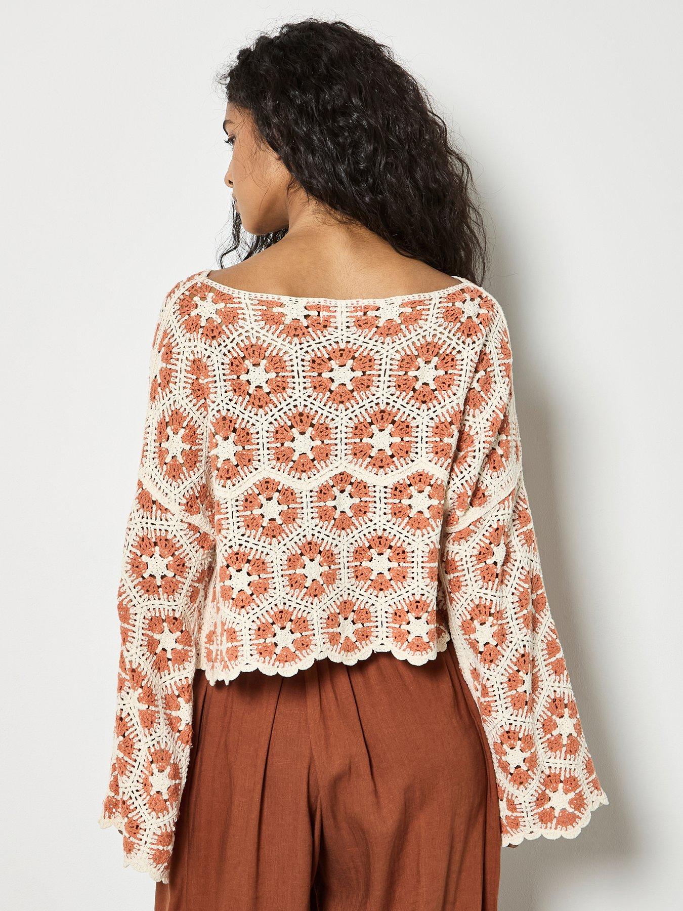 Image 2 of 4 of Apricot Crochet Hexagons Top