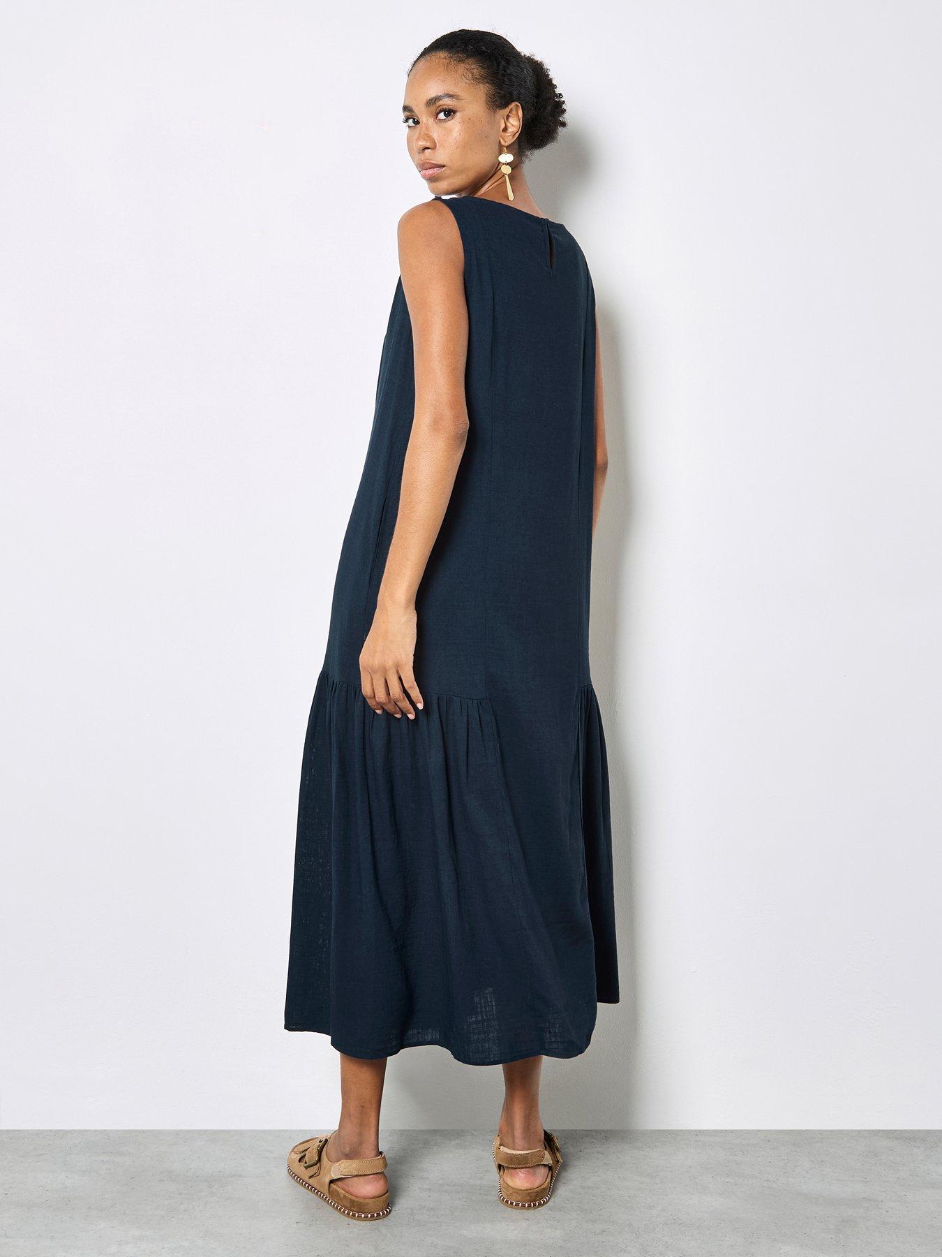 stillFront image of apricot-linen-mix-side-panel-trapeze-dre