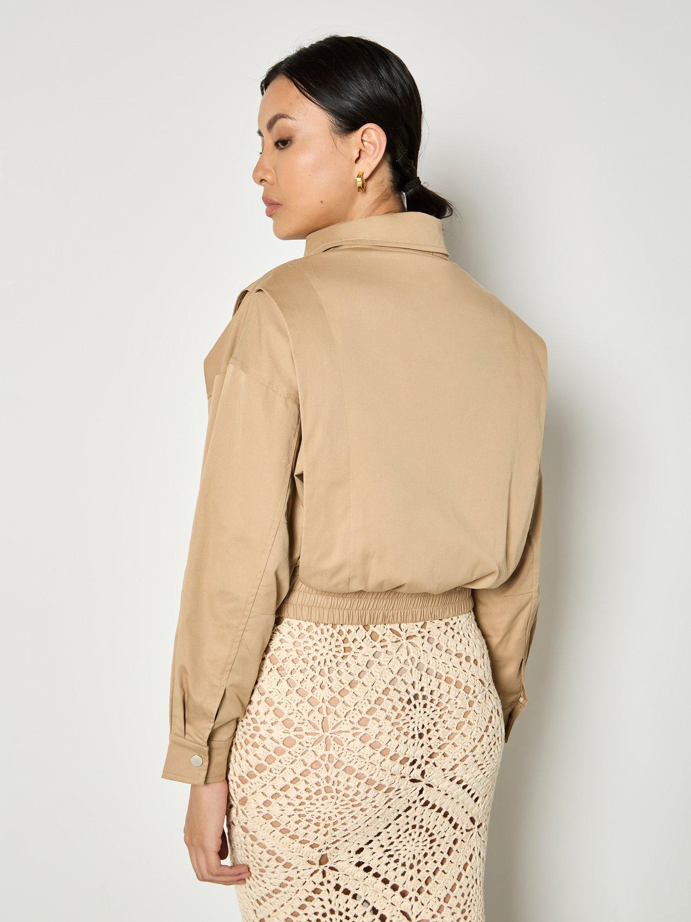 stillFront image of apricot-shoulder-pleat-crop-jacket-cream