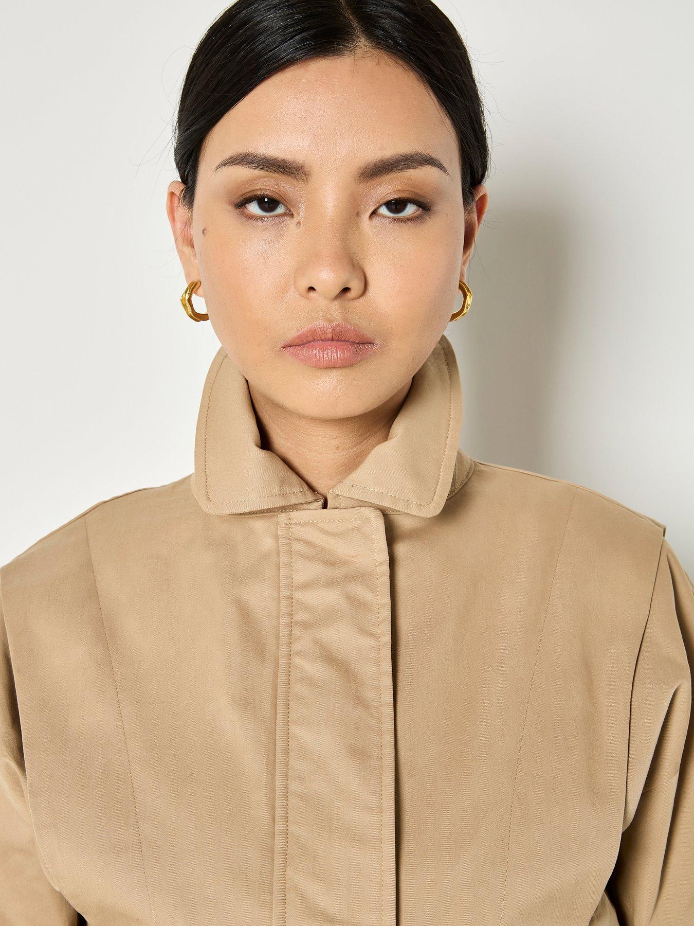  image of apricot-shoulder-pleat-crop-jacket-cream