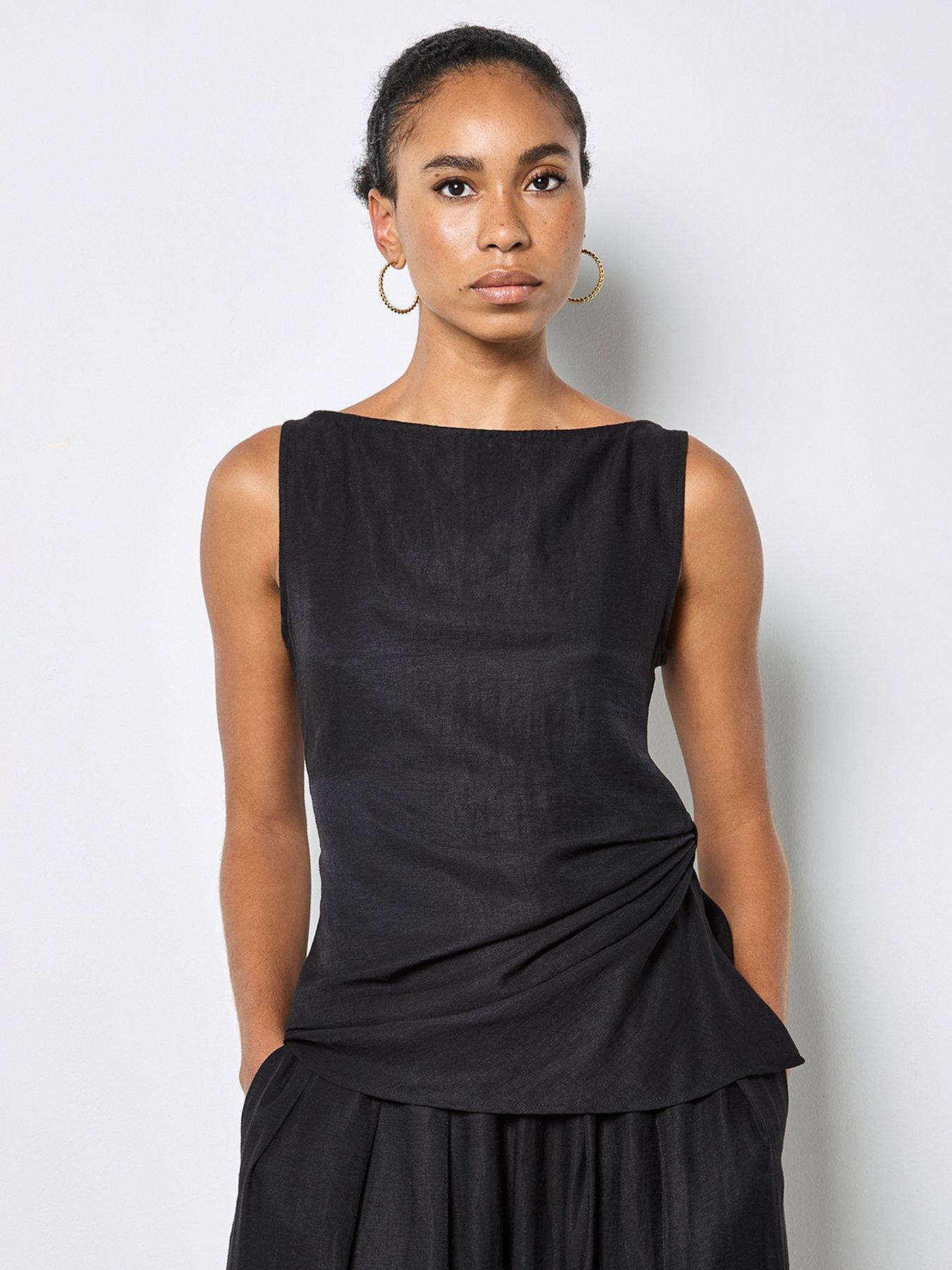 Image 1 of 5 of Apricot Side Knot Slash Neck Top