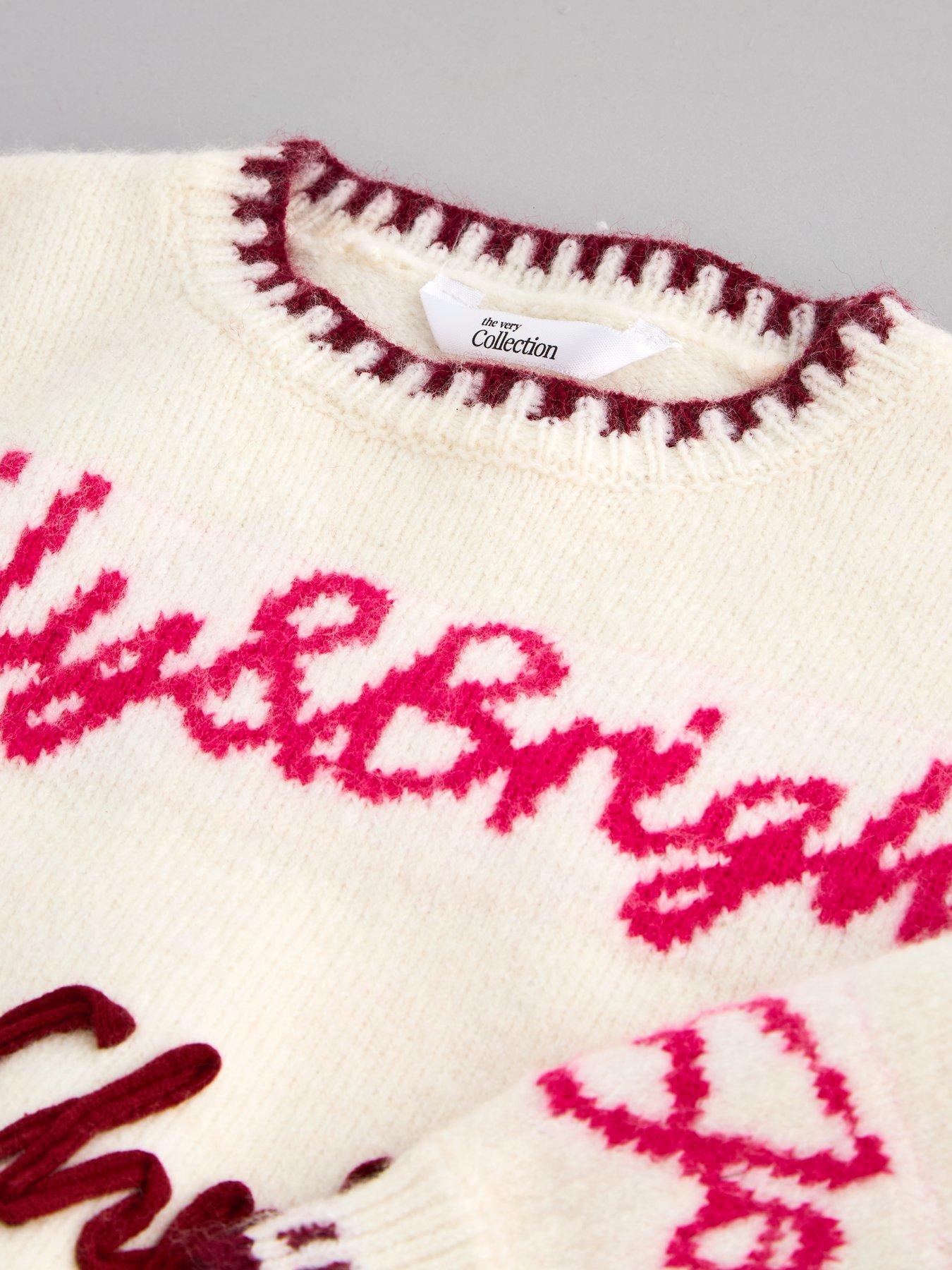 Image 5 of 5 of The Very Collection Girls Festive 3D Slogan Knit Soft Touch Jumper - Cream
