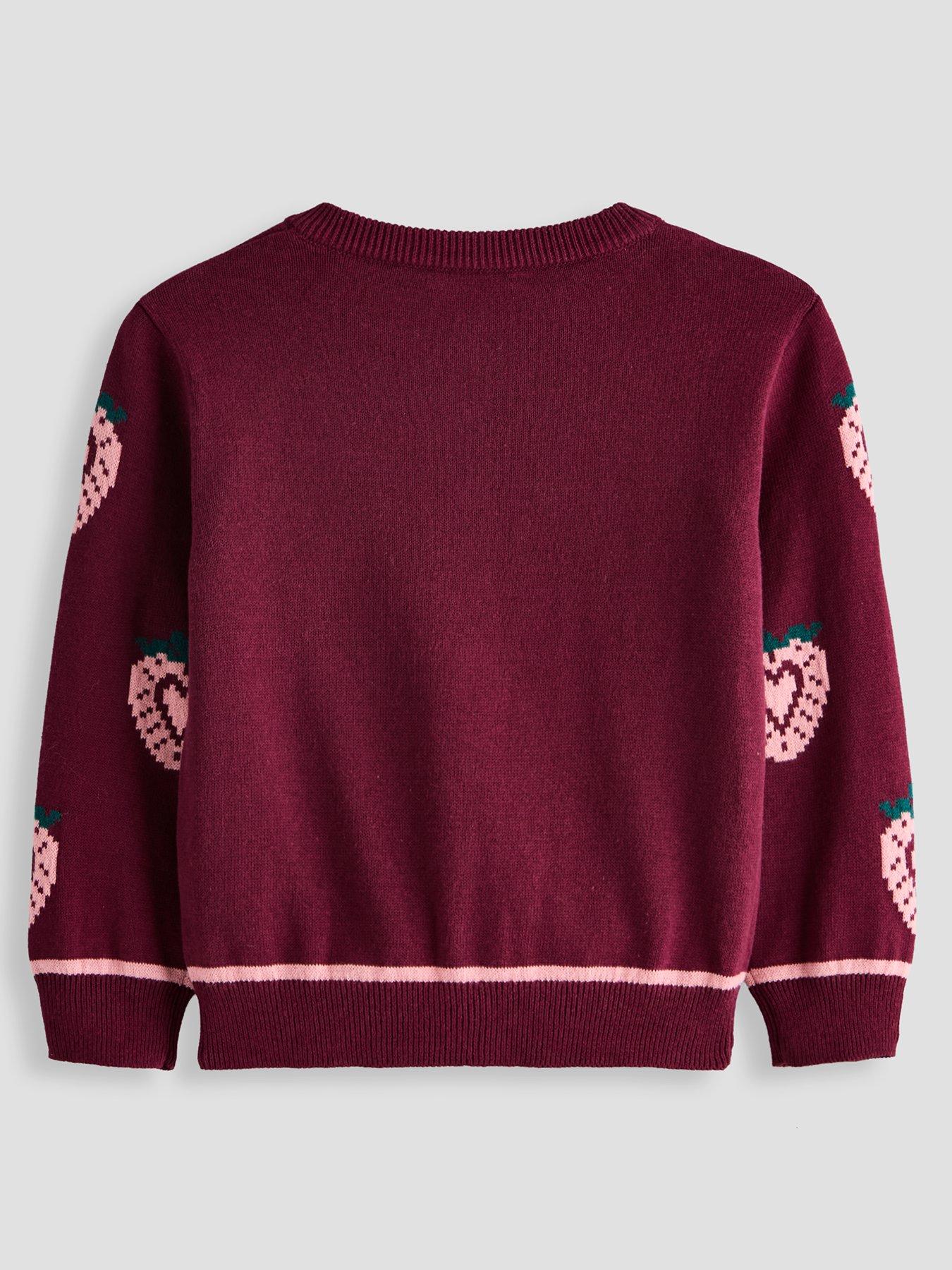 Image 2 of 5 of The Very Collection Girls Strawberry Jacquard Cardigan - Red