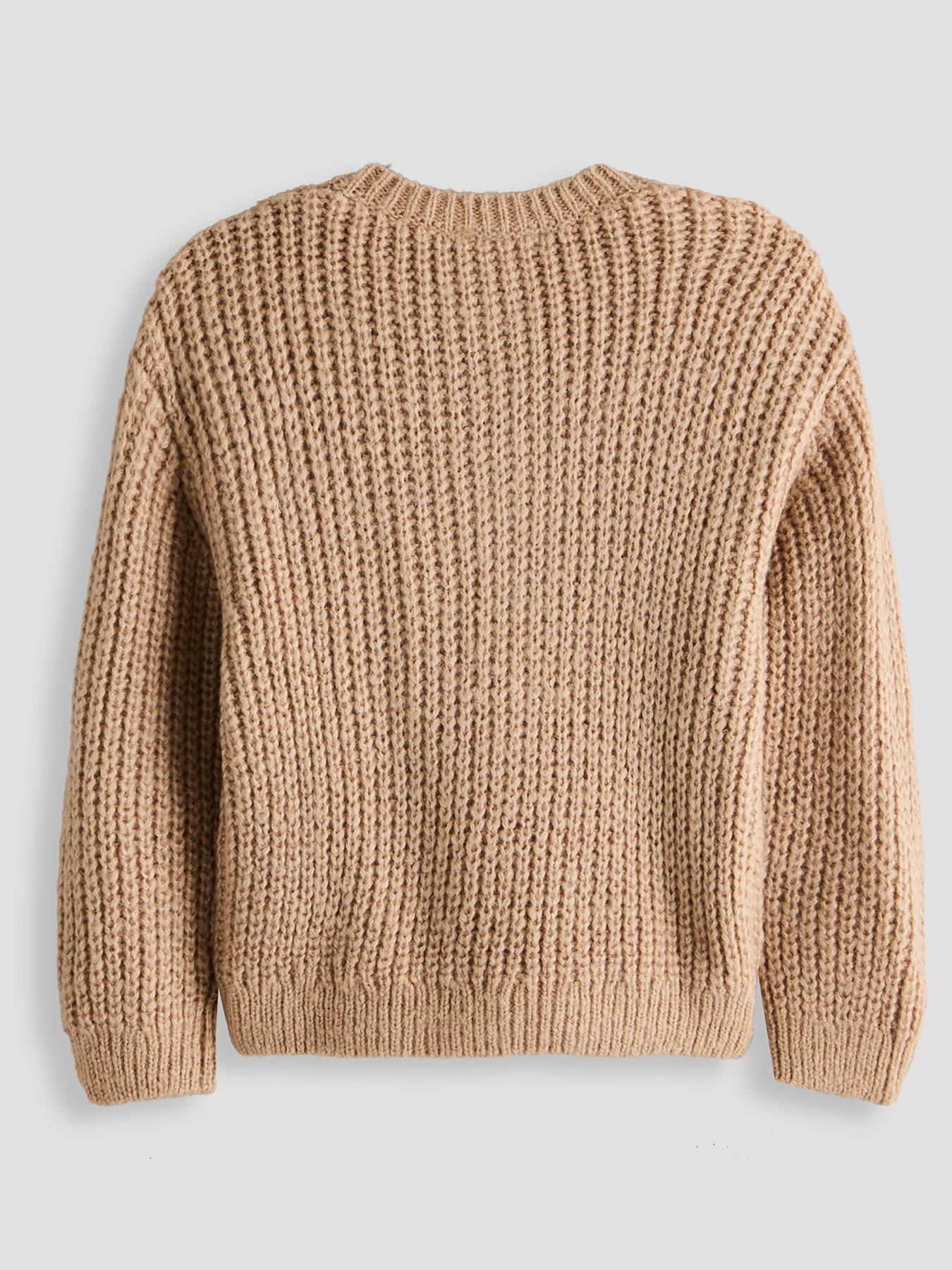 Image 2 of 5 of The Very Collection Girls Lace Trim Cardigan (9 months - 7 years) - Camel