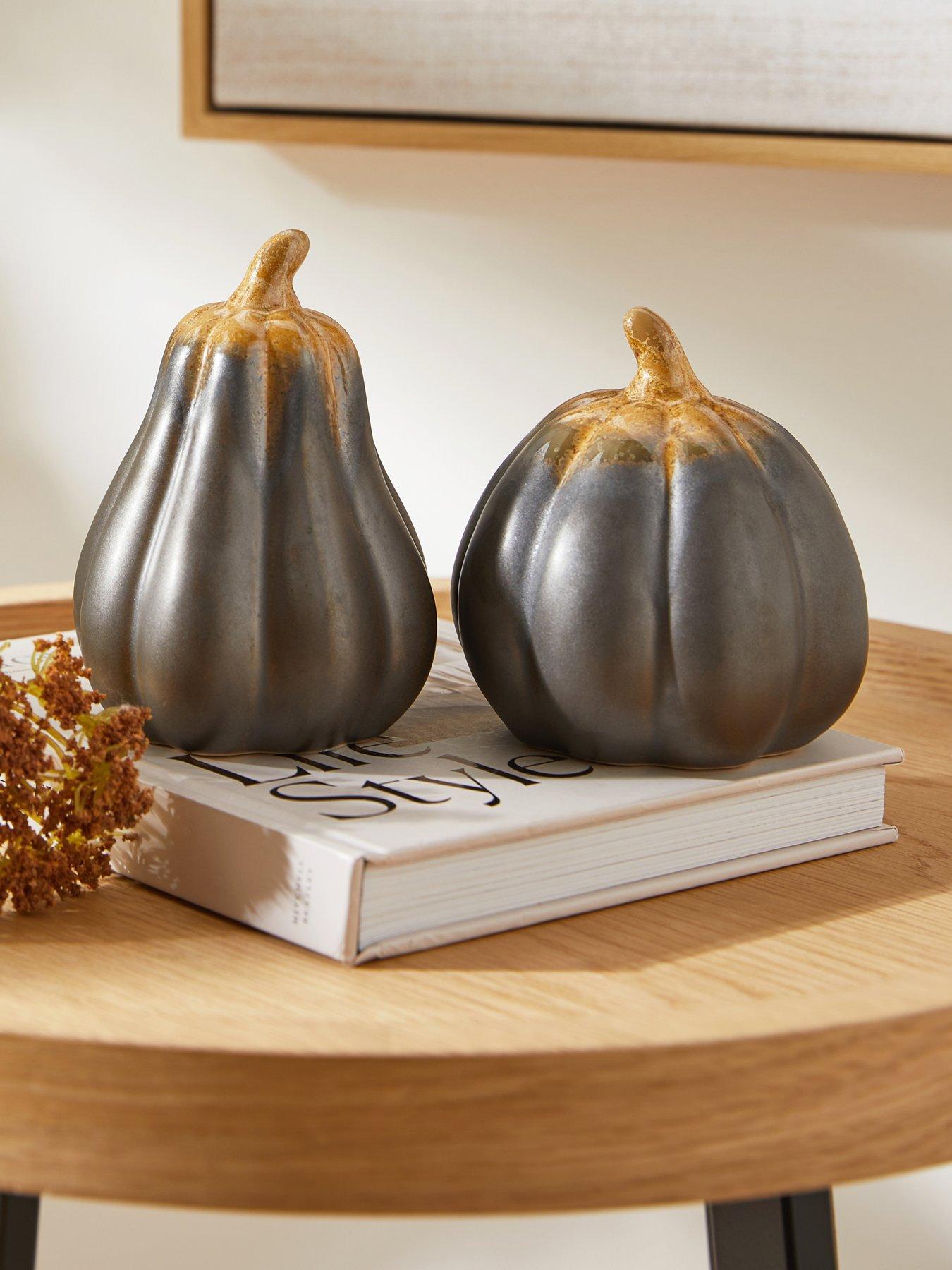 Heaven Sends Set of 2 Porcelain Squash Autumn Decorations