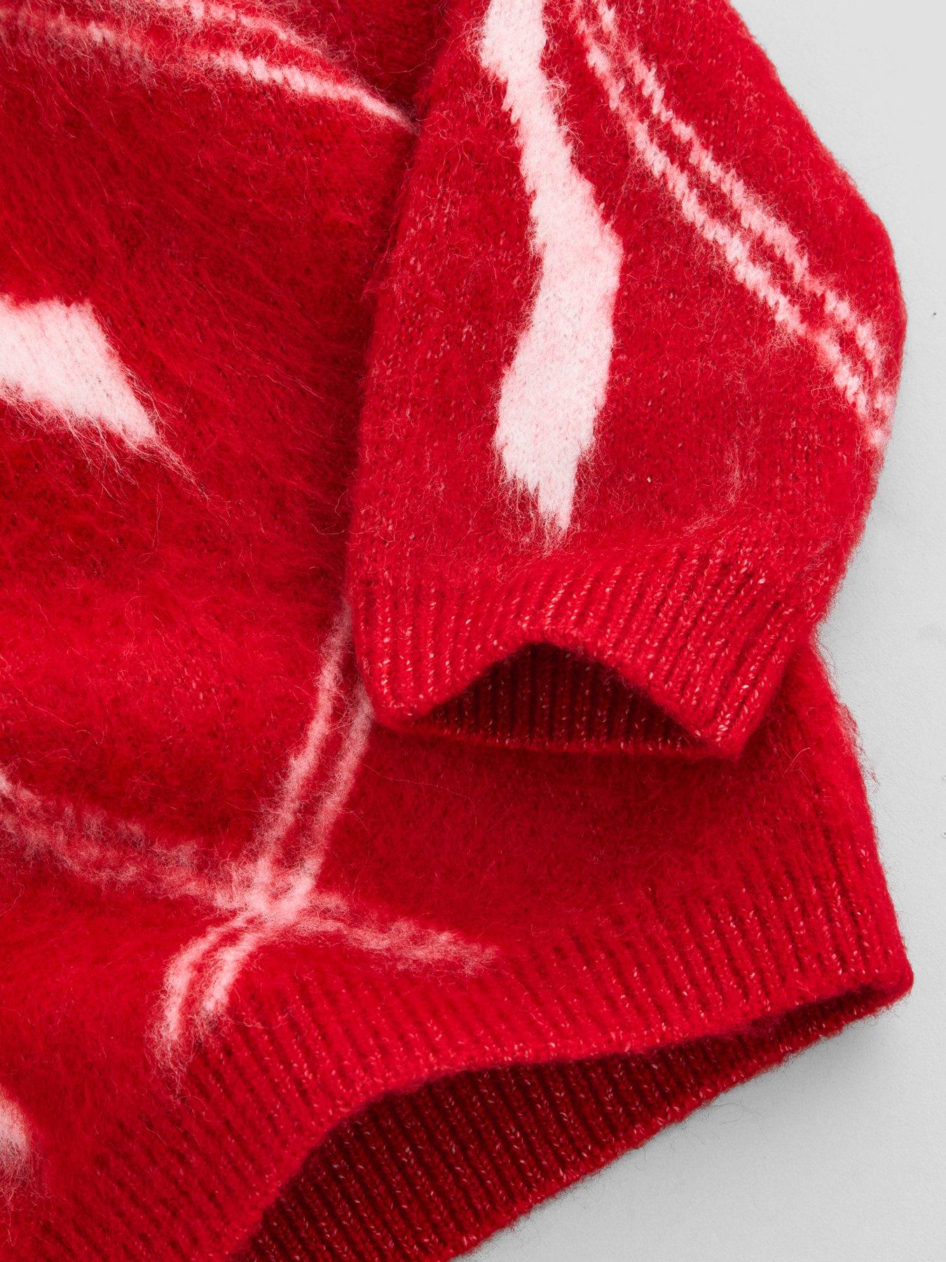 Image 6 of 7 of The Very Collection Girls Mini Me Bow Fluffy Knit Jumper - Red
