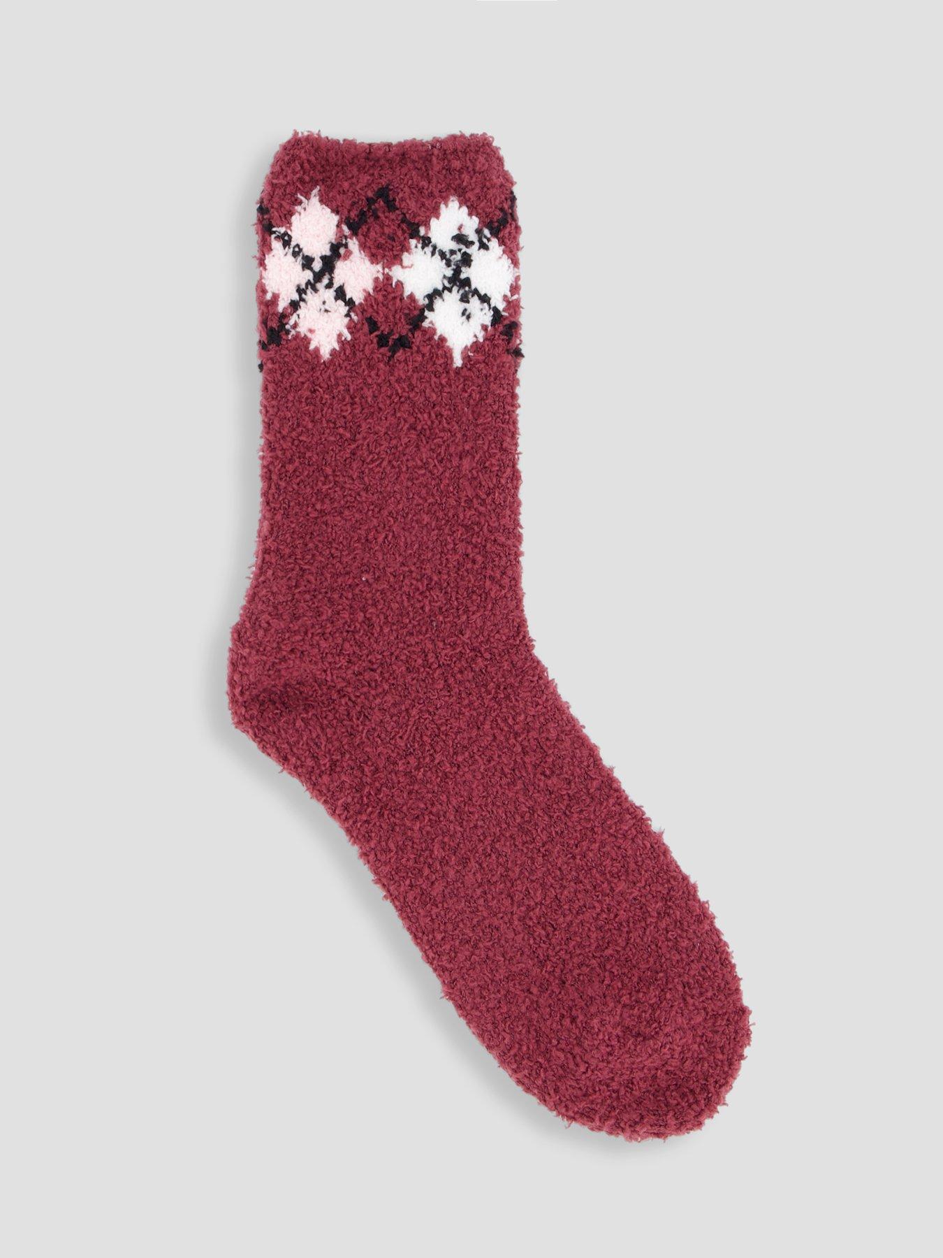 Image 2 of 6 of The Very Collection Womens 2 Pack Cosy Fluffy Argyle Socks - Pink