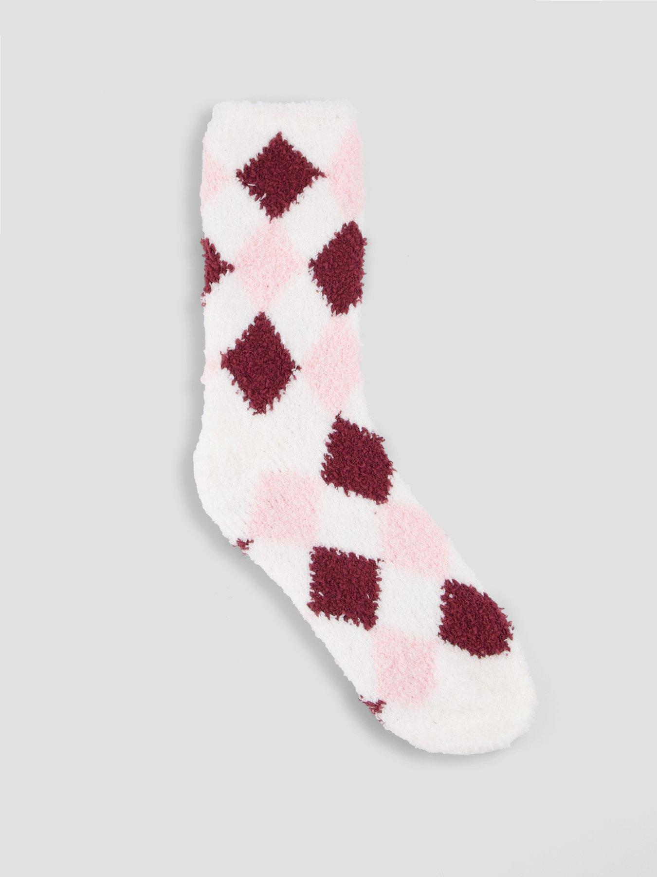 Image 3 of 6 of The Very Collection Womens 2 Pack Cosy Fluffy Argyle Socks - Pink