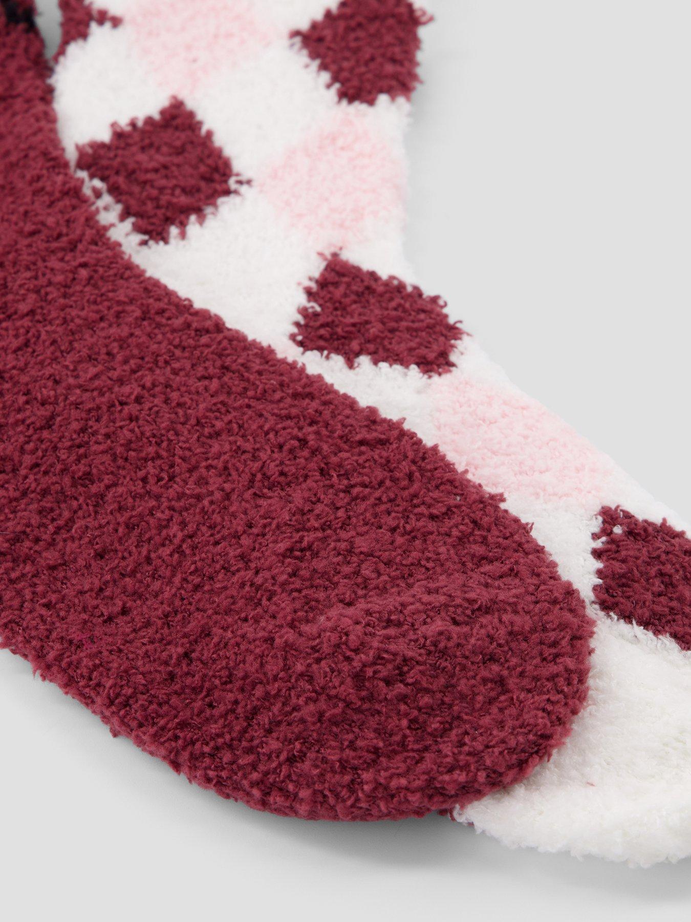 Image 5 of 6 of The Very Collection Womens 2 Pack Cosy Fluffy Argyle Socks - Pink