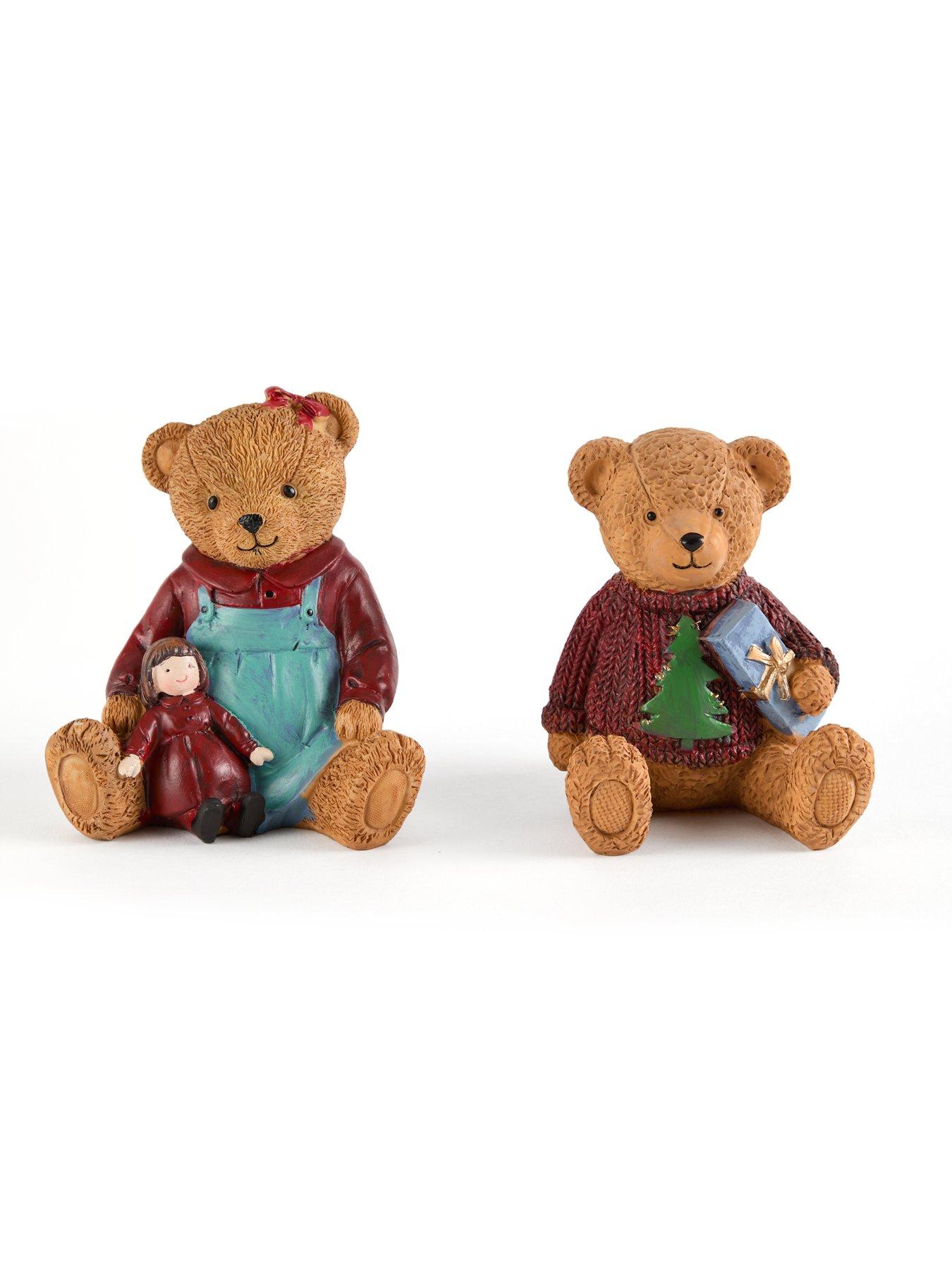 Image 2 of 7 of Heaven Sends Set of 2 Ceramic Sitting Bear&nbsp;Christmas Decorations