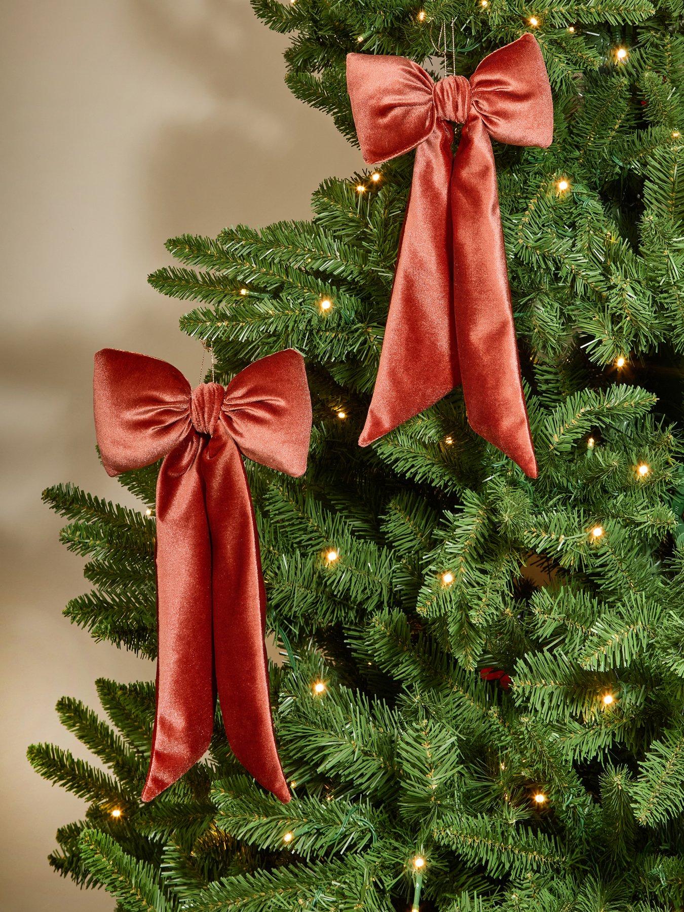 Image 1 of 3 of Heaven Sends Hanging Velvet Bow Set of 2- Rust