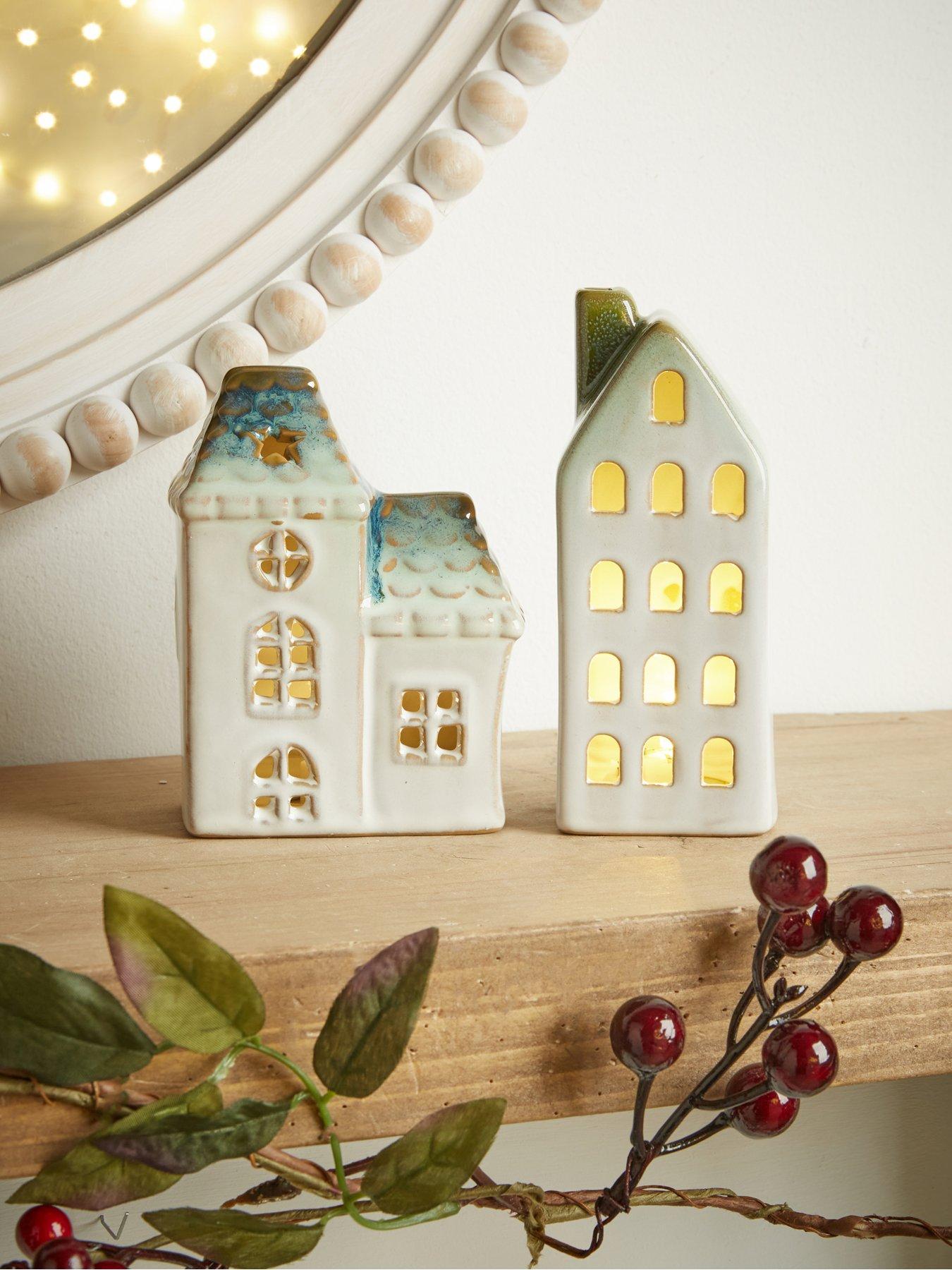 Heaven Sends Set Of 2 Led Reactive Glaze Houses