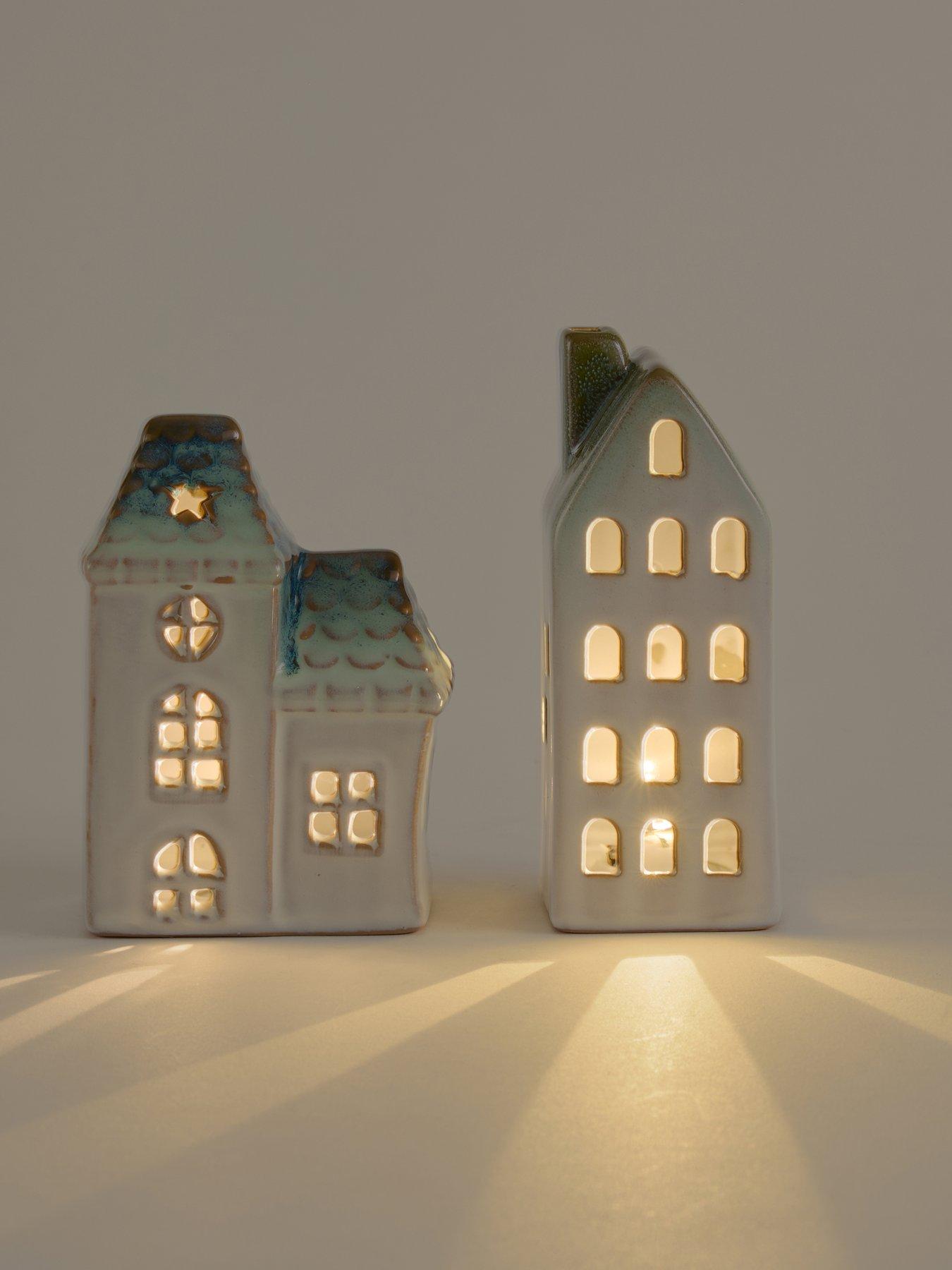 Image 3 of 7 of Heaven Sends Set Of 2 Led Reactive Glaze Houses