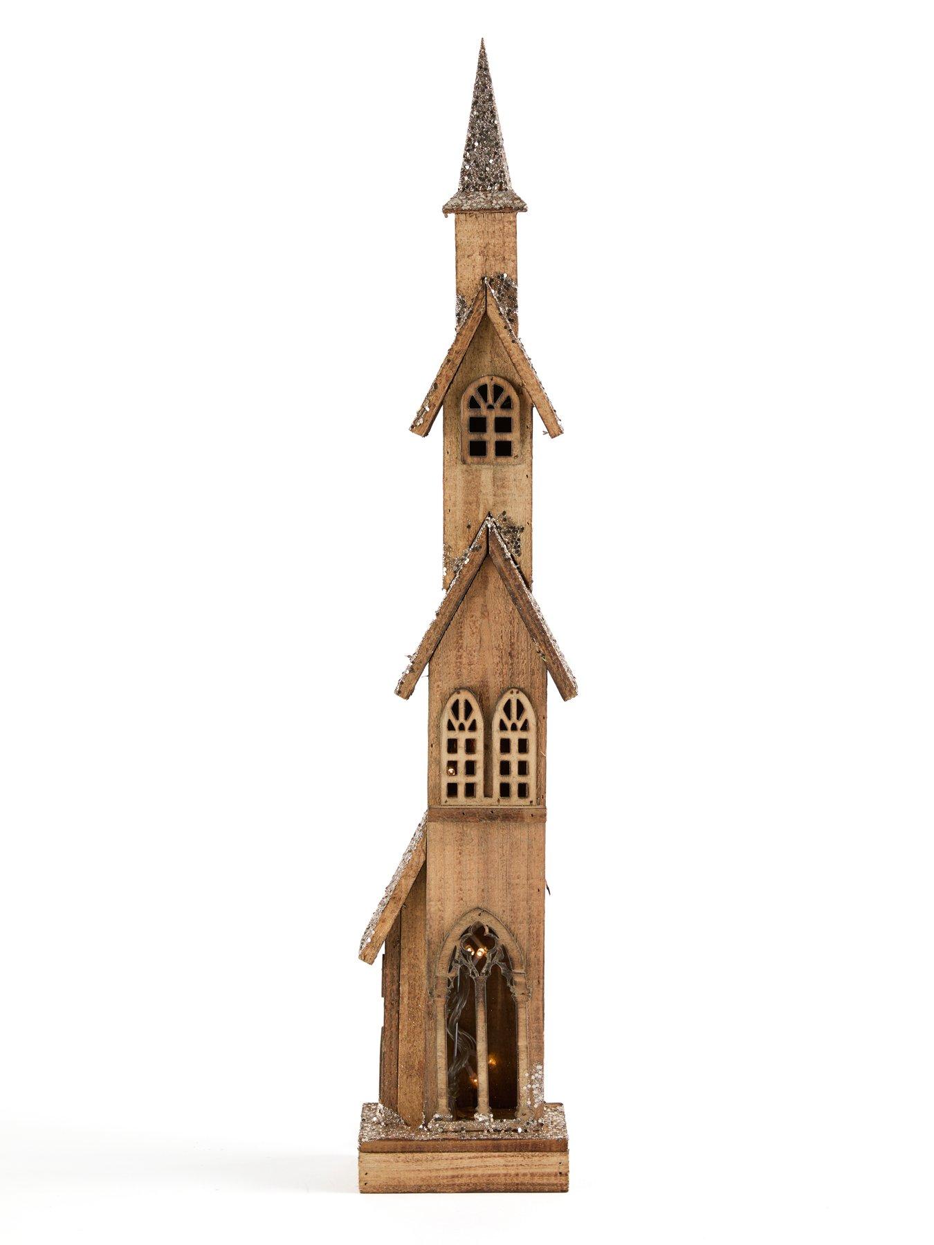 Image 2 of 7 of Heaven Sends Tall Wooden Light-up House Christmas Decoration - 75 cm