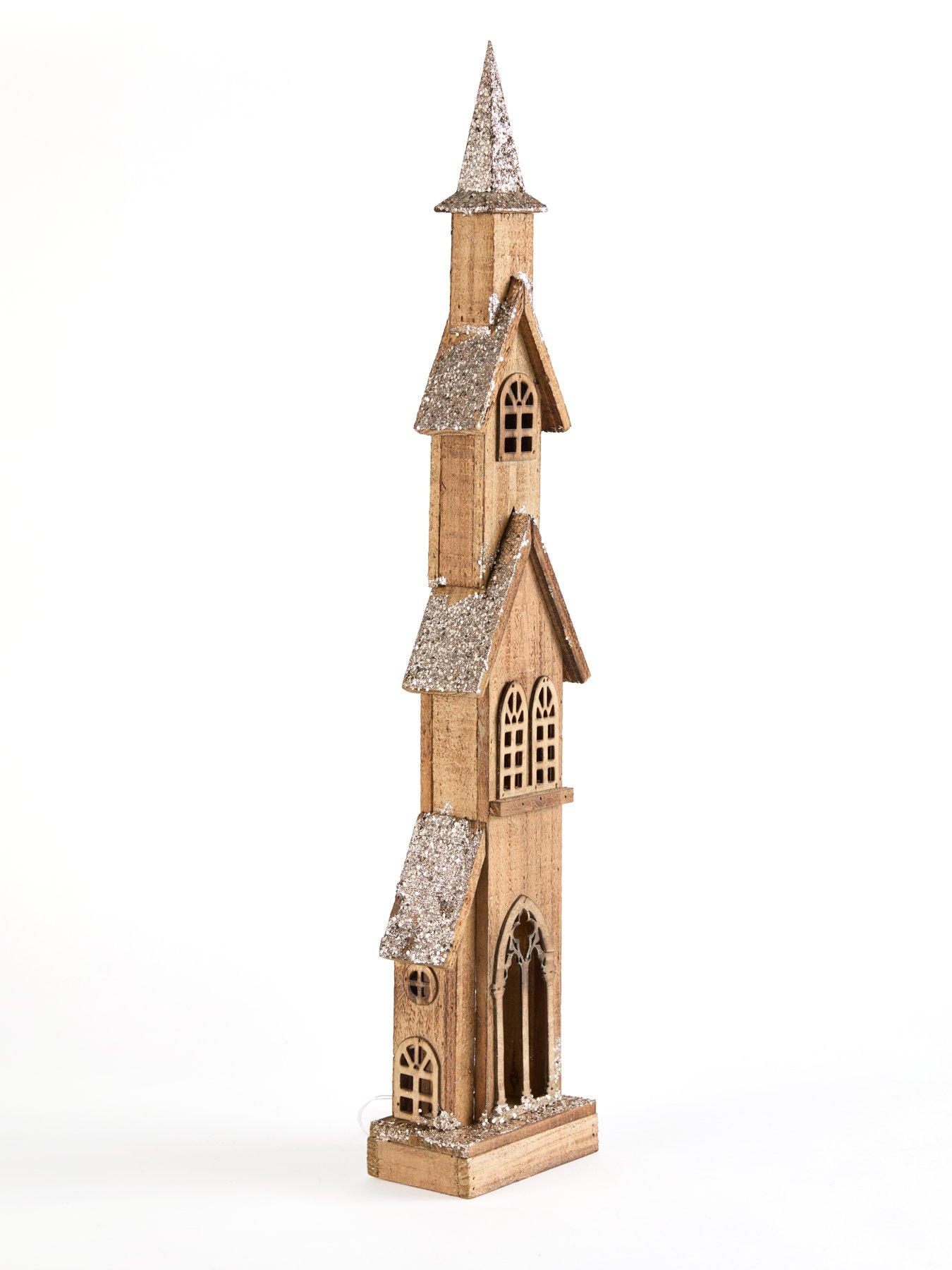 Image 4 of 7 of Heaven Sends Tall Wooden Light-up House Christmas Decoration - 75 cm
