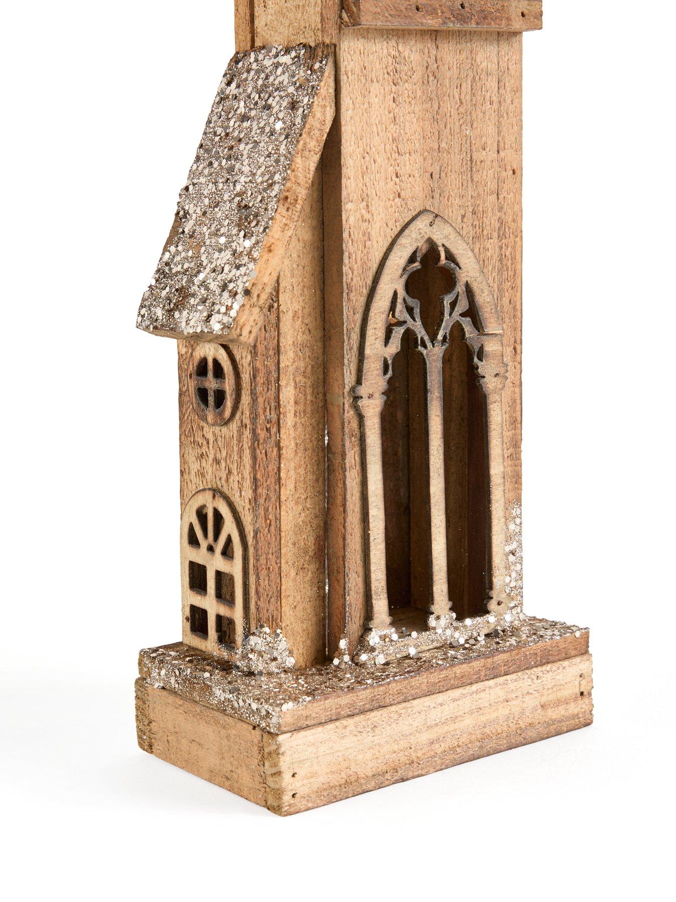 Image 6 of 7 of Heaven Sends Tall Wooden Light-up House Christmas Decoration - 75 cm