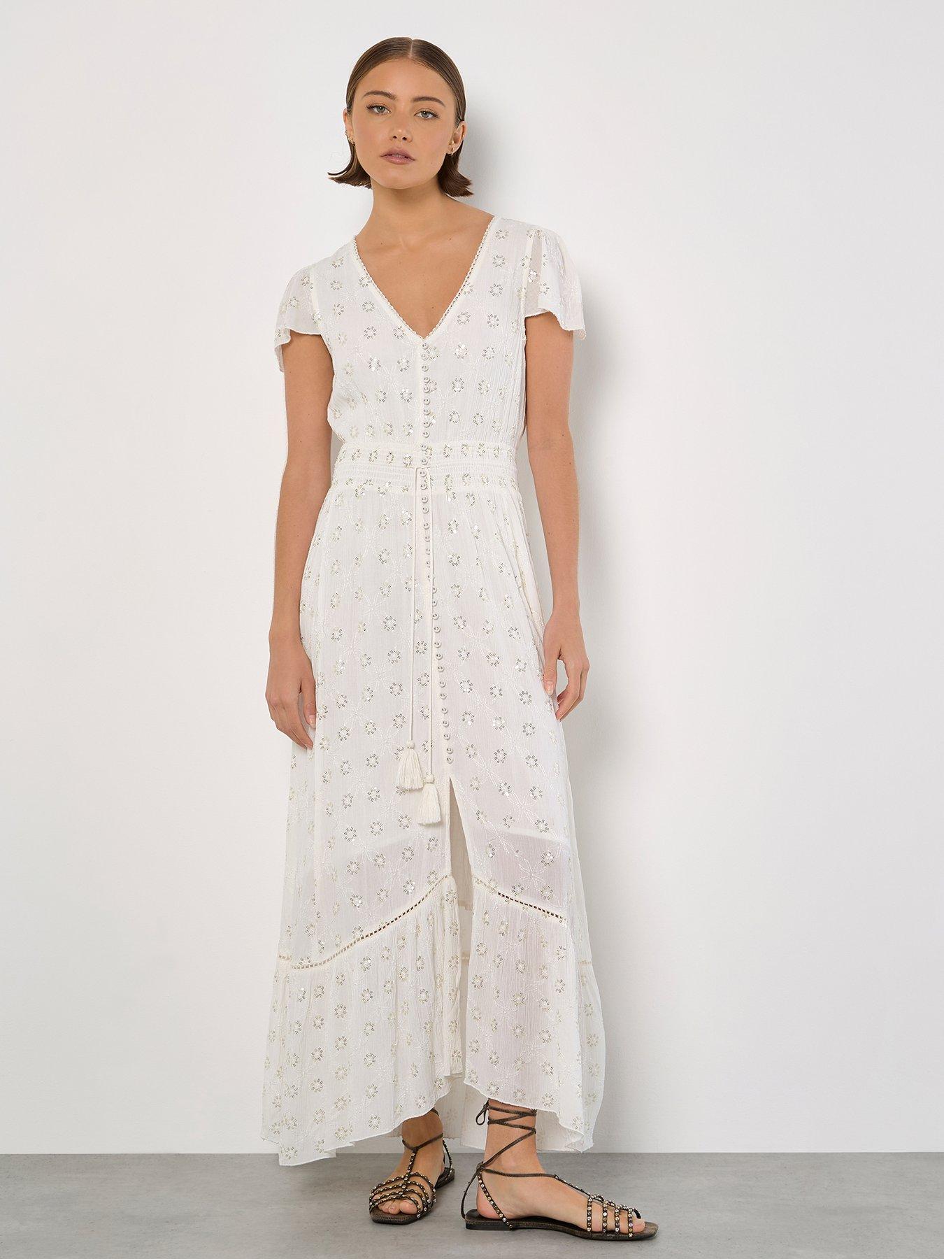 Apricot Embroidery Sequin Dress