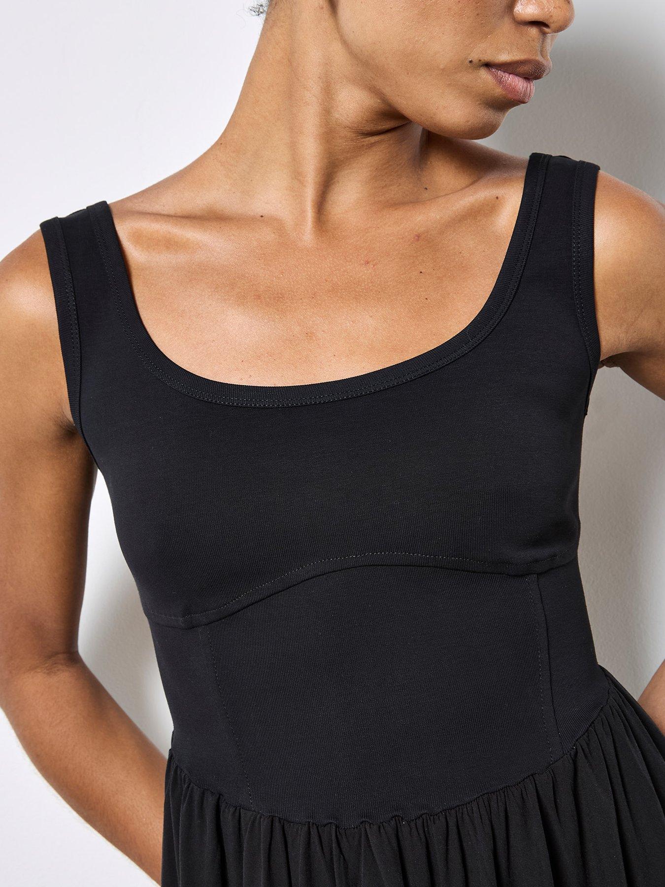  image of apricot-corset-woven-skirt-midi-dress