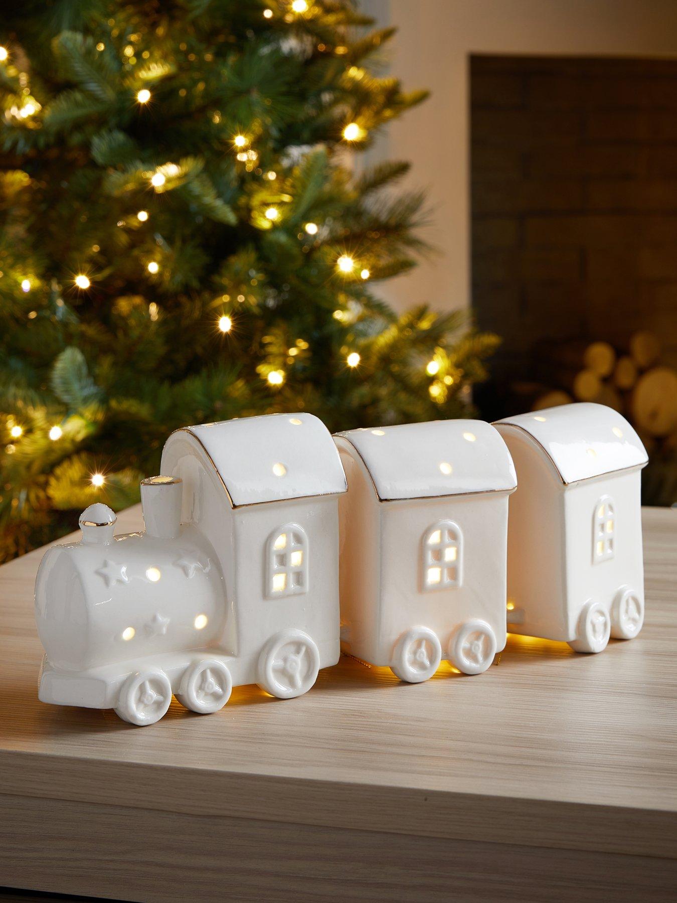 Heaven Sends Ceramic White Carriage Christmas Train Tea Light Holder