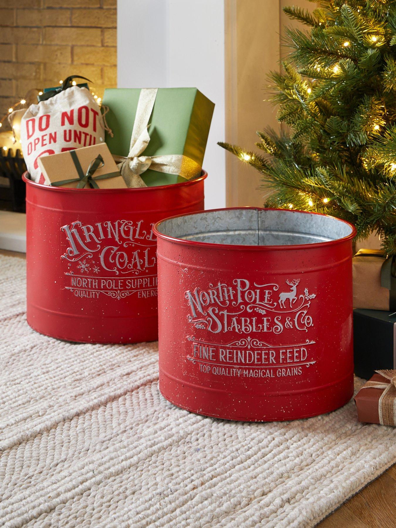 Heaven Sends Metal Christmas Buckets Set- Red