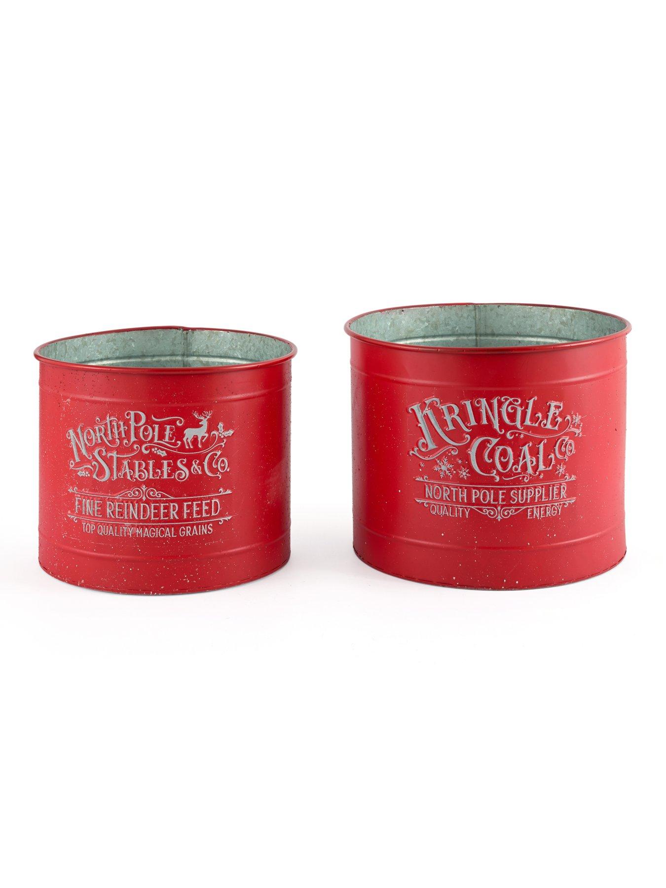Image 2 of 7 of Heaven Sends Metal Christmas Buckets Set- Red
