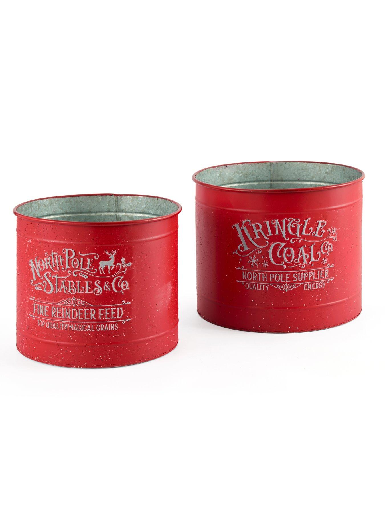 Image 3 of 7 of Heaven Sends Metal Christmas Buckets Set- Red