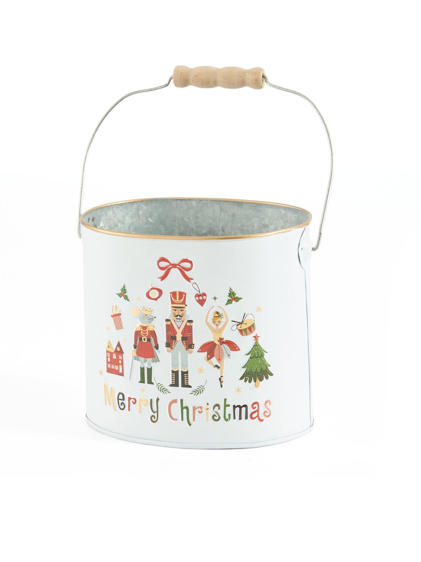 Image 5 of 7 of Heaven Sends Set of 2&nbsp;White Metal Merry Christmas Buckets
