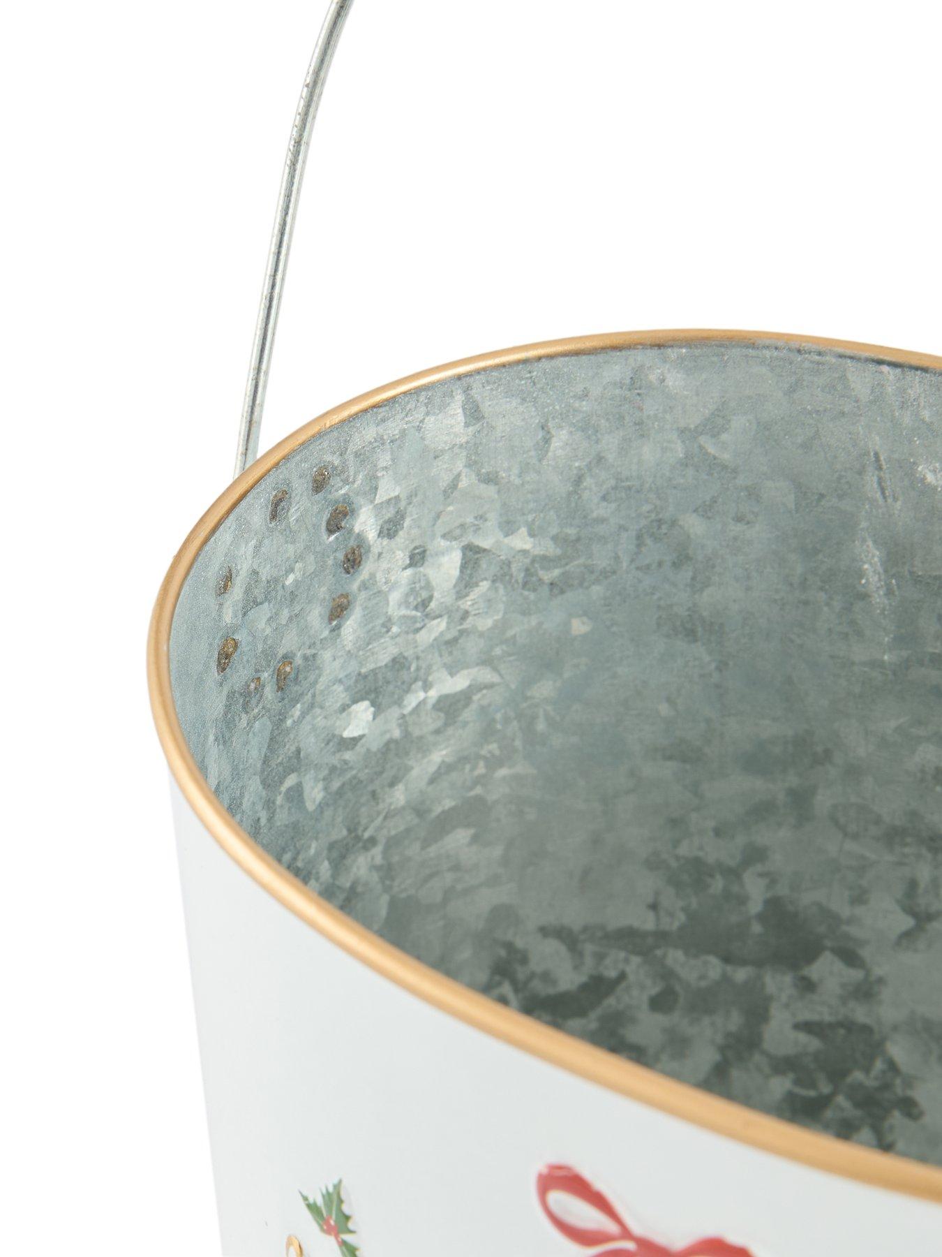 Image 7 of 7 of Heaven Sends Set of 2&nbsp;White Metal Merry Christmas Buckets