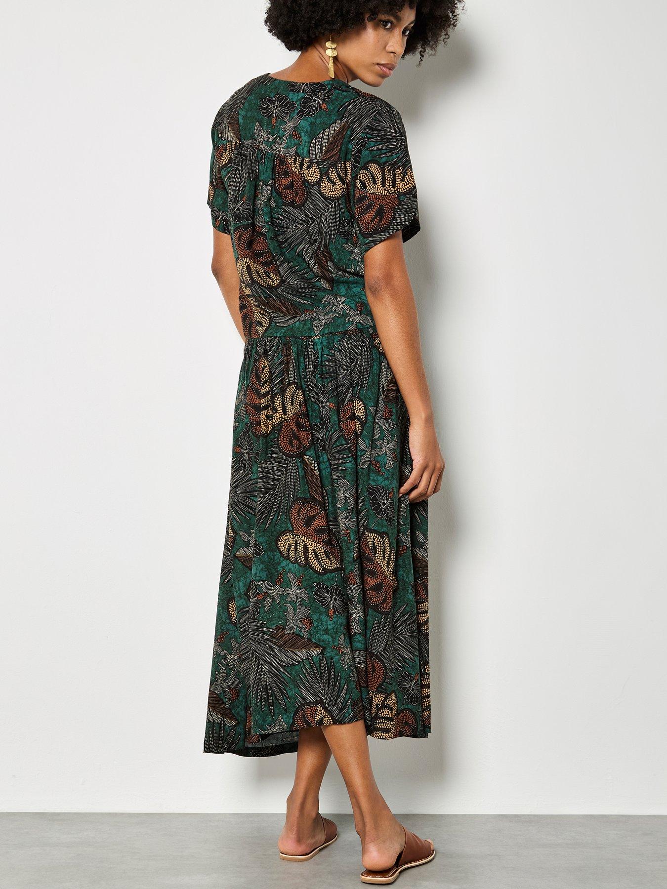  image of apricot-palm-print-maxi-skirt