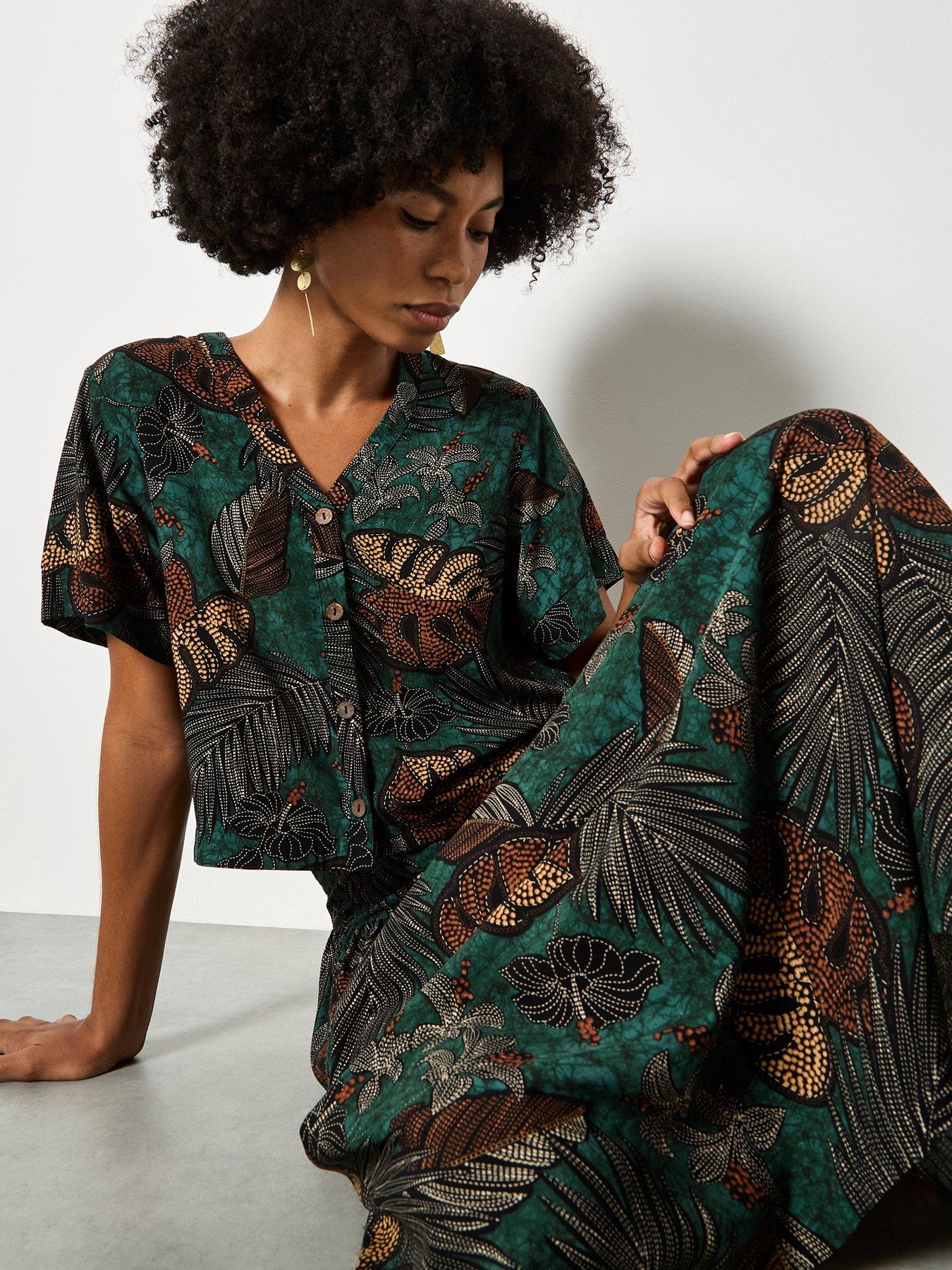  image of apricot-palm-print-maxi-skirt