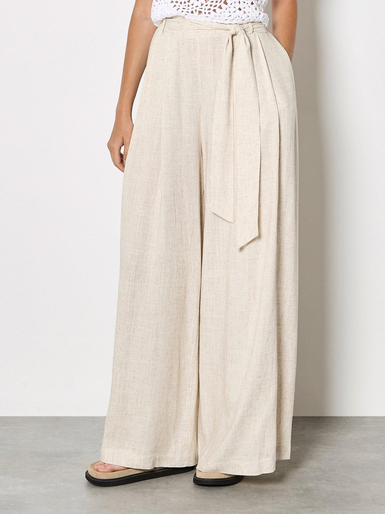 Apricot Wide Leg Linen Trouser