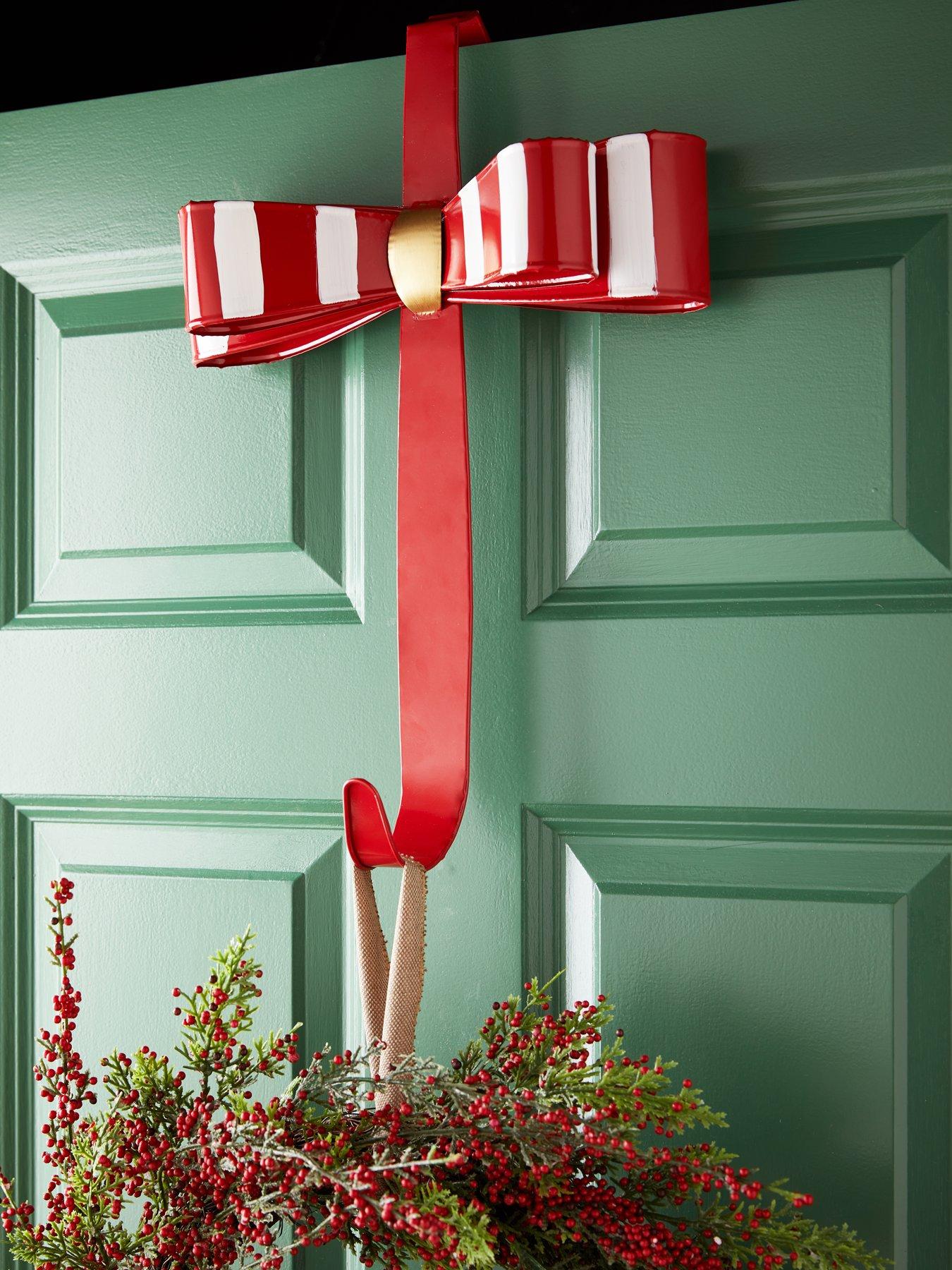 Image 1 of 7 of Heaven Sends Metal Red &amp; White Bow Christmas&nbsp;Wreath Hanger
