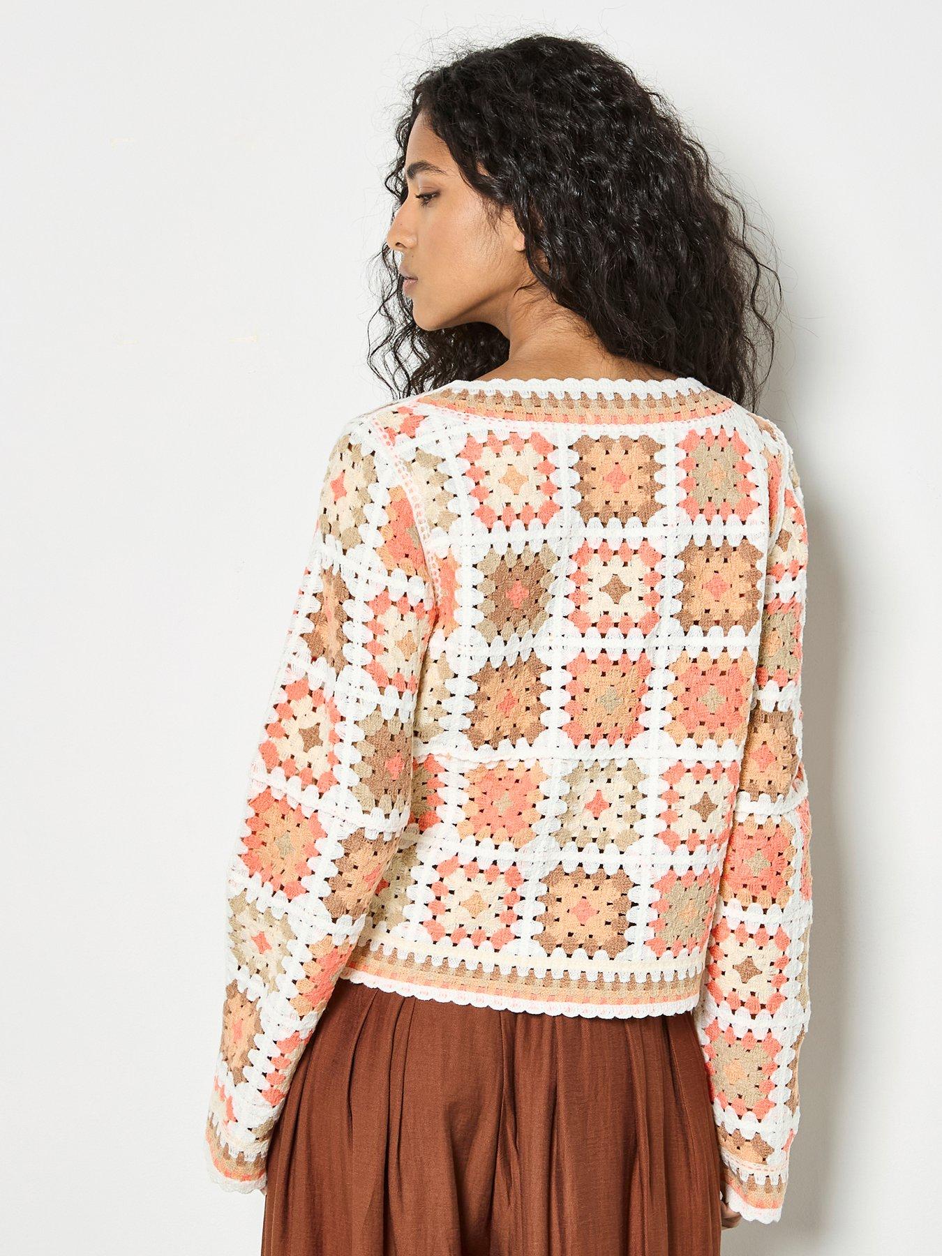  image of apricot-crochet-squares-jumper-orange