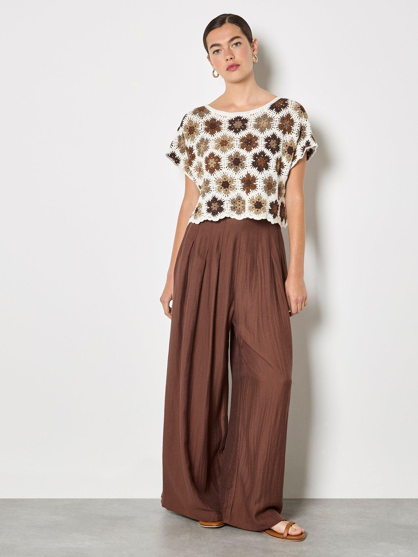  image of apricot-hexagon-flowers-crochet-top