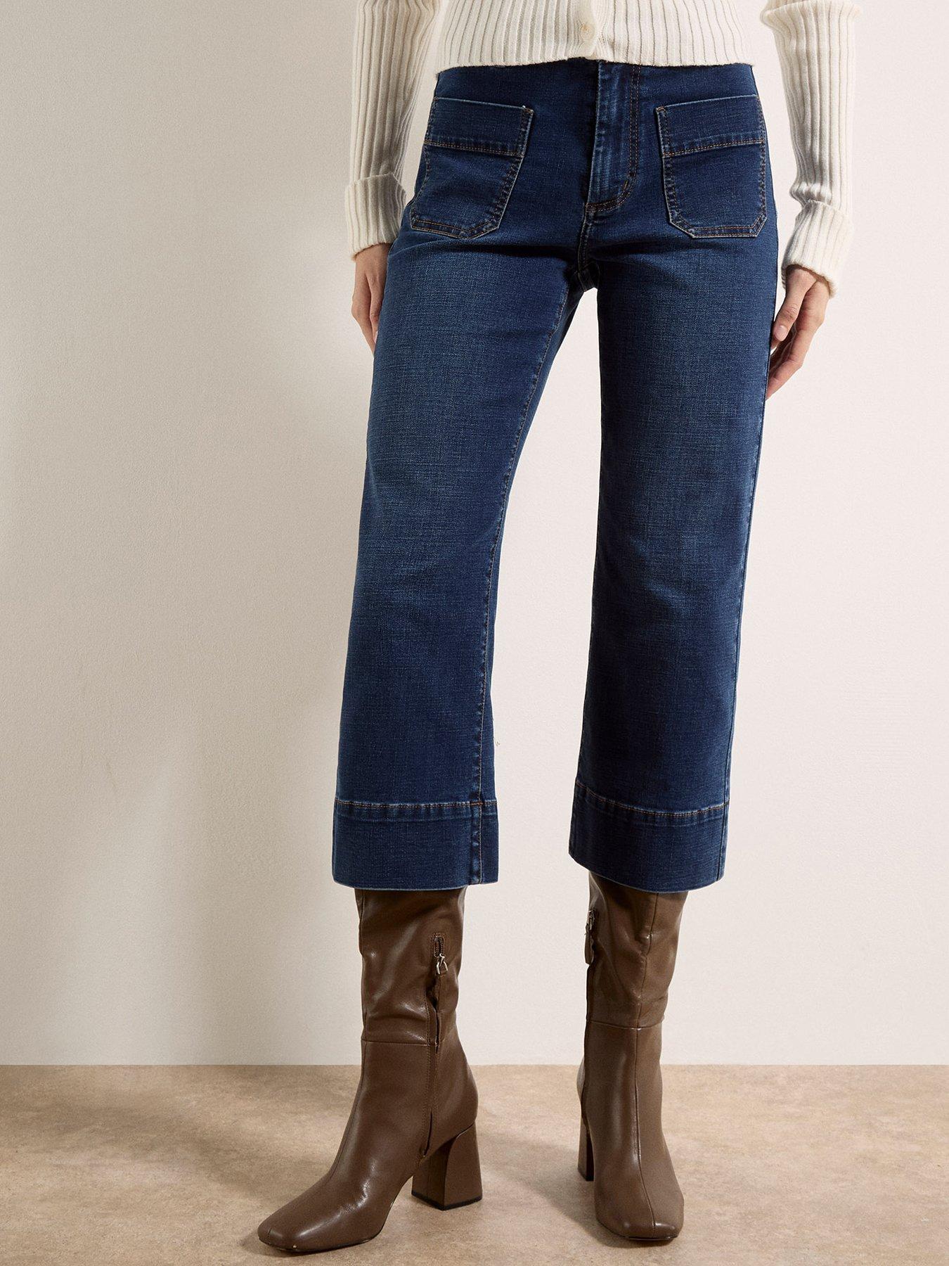 Apricot Ani Cropped Pocket Front Jeans - Blue