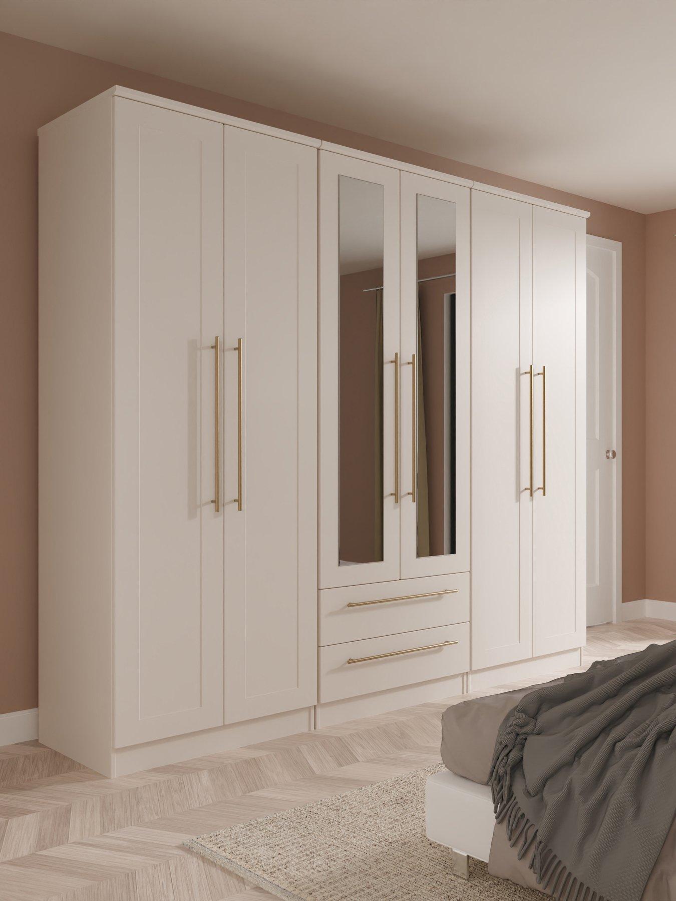 SWIFT Charlotte 6 Door 2 Drawer Wardrobe with Mirror Ready Assembled
