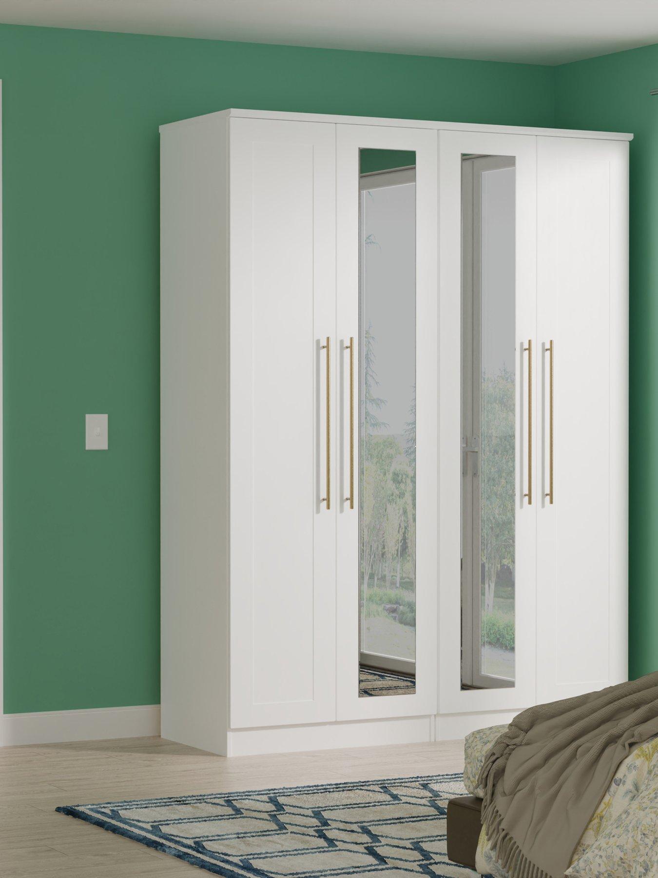 SWIFT Charlotte 4 Door Wardrobe with Mirror Ready Assembled