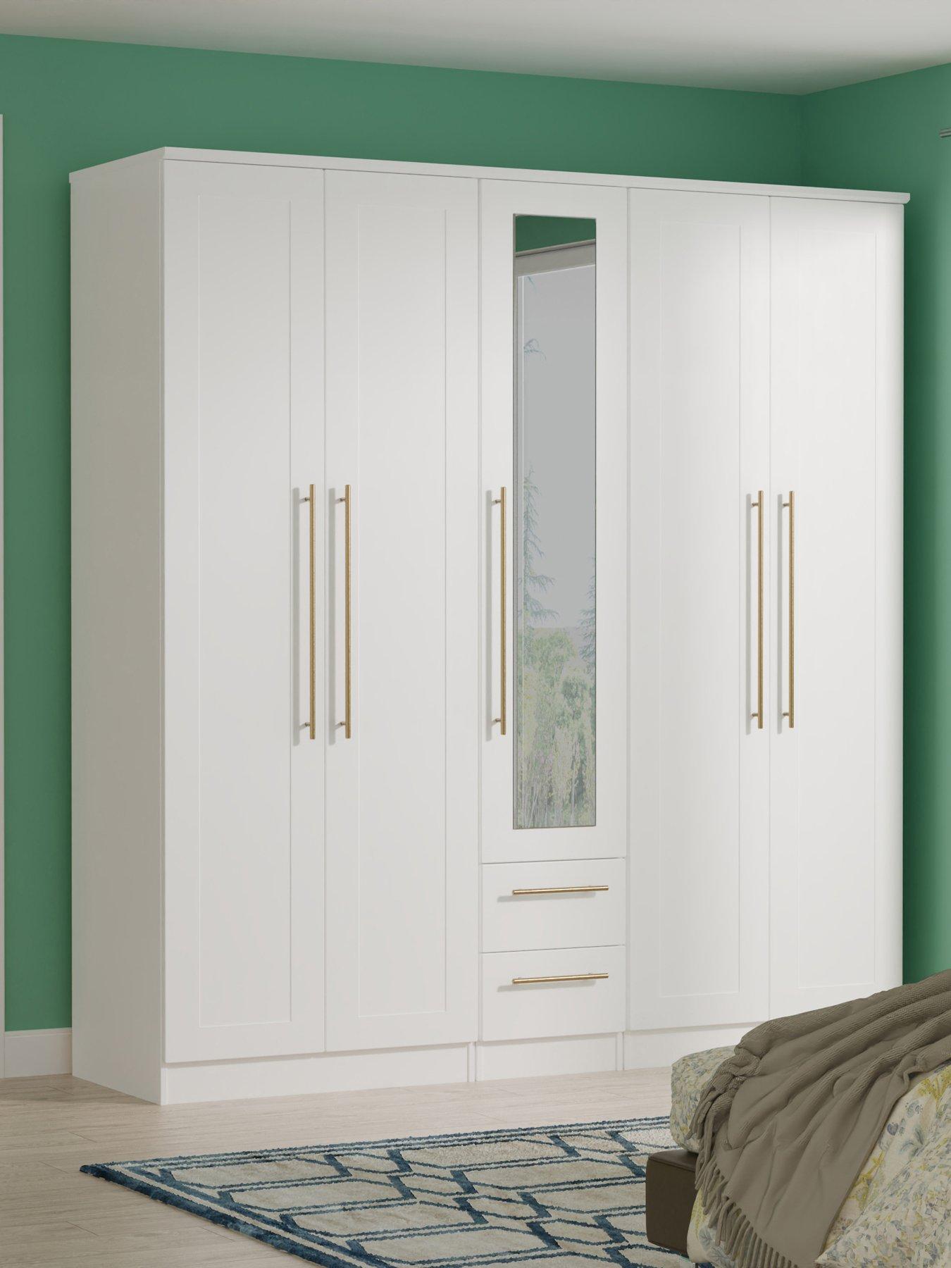 SWIFT Charlotte 5 Door 2 Drawer Wardrobe with Mirror Ready Assembled